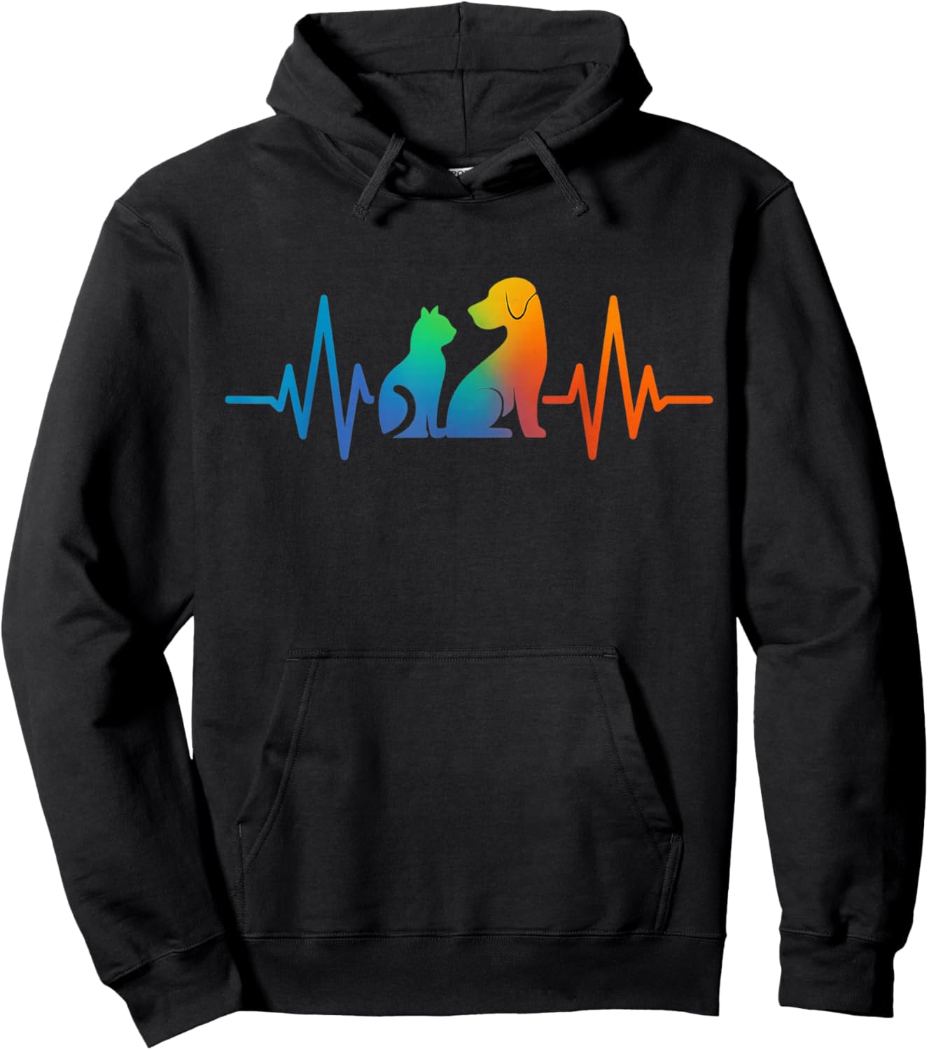 Line Art Veterinary Heartbeat Dog and Cat Lovers Vet Tech Hoodie - Hoodie | Black