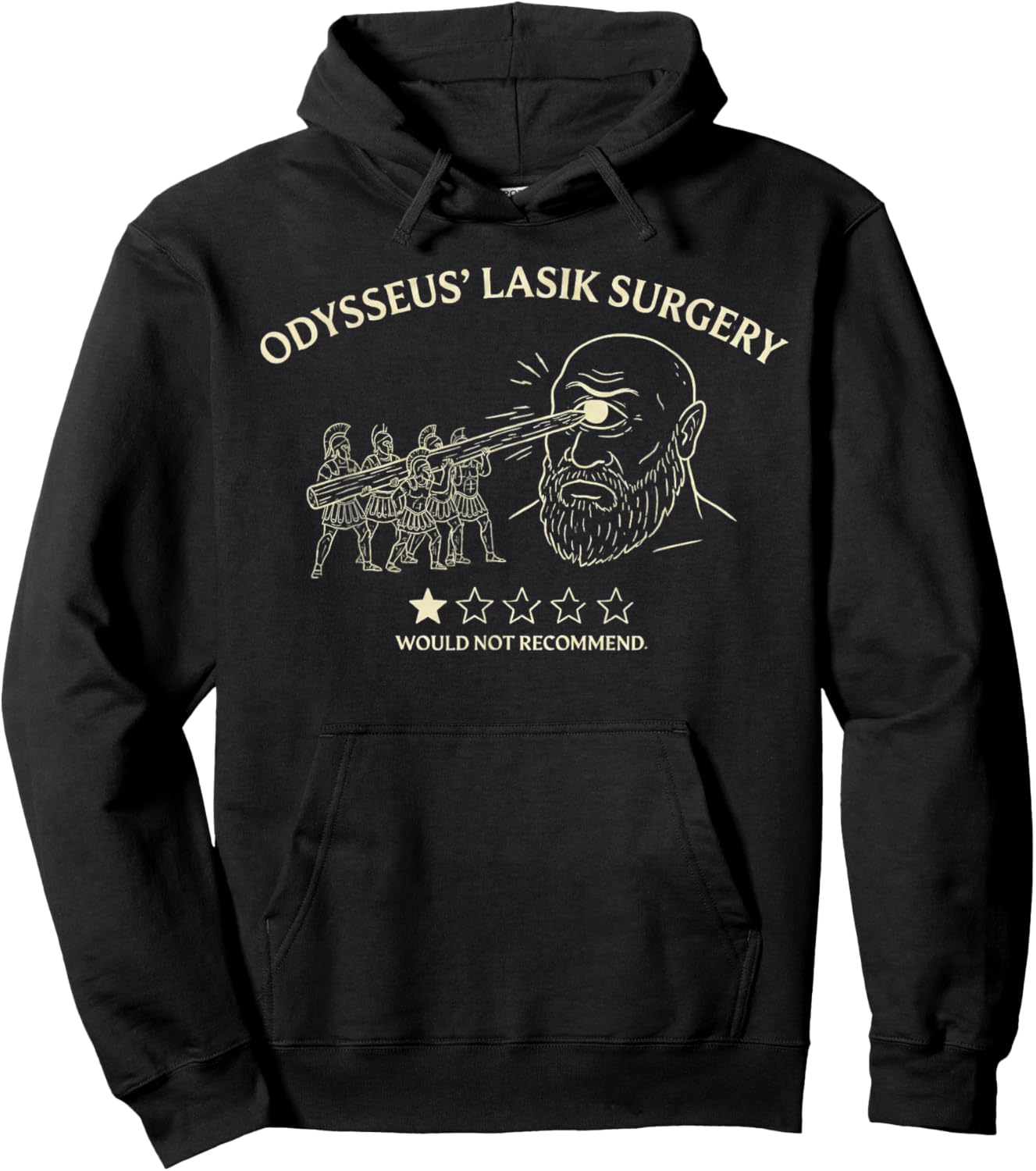 Funny Odysseus Lasik Surgery | Greek Mythology Cyclops Meme Hoodie - Hoodie | Black