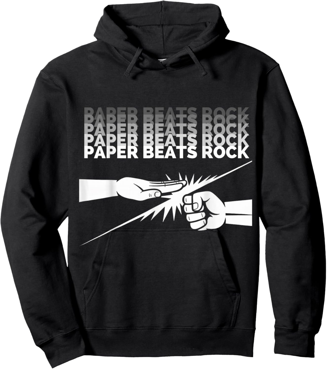 Funny Paper Beats Rock Saying Humor Retro Gaming Style Hoodie - Hoodie | Black