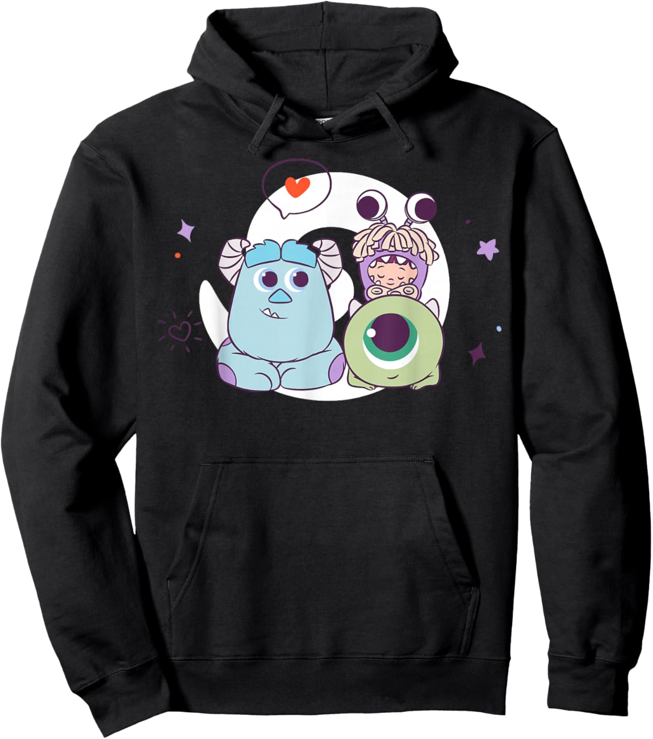 Disney Pixar Monsters Inc Sully Mike and Boo Cute Chibi Hoodie - Hoodie | Black