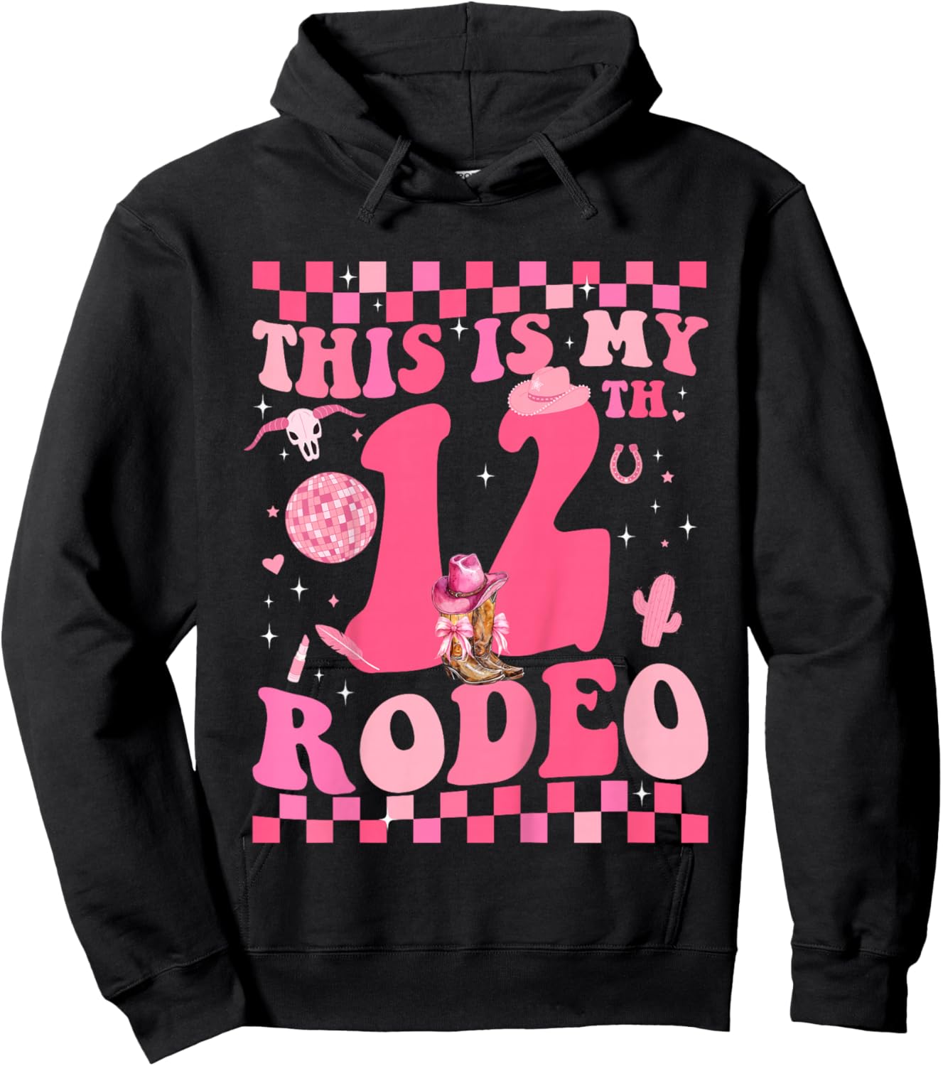 This is My 12th Rodeo Western Cowgirl 12 Years Old Birthday Hoodie - Hoodie | Black