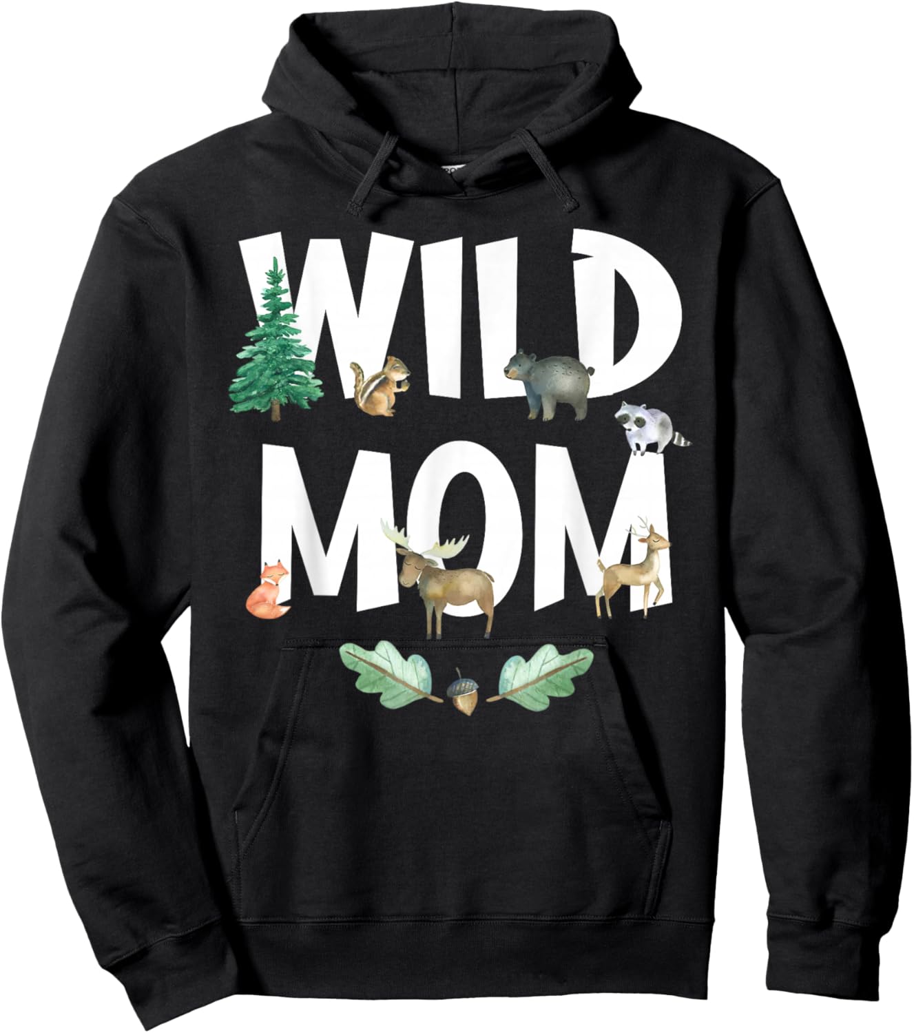 Wild Mom 1st Birthday Family Wild B-Day Woodland Animal Hoodie - Hoodie | Black
