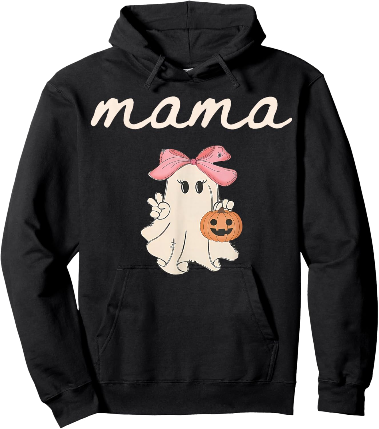 Mama Ghost Boo One Spooky Mom First Halloween Birthday Boy Hoodie - Hoodie | Black