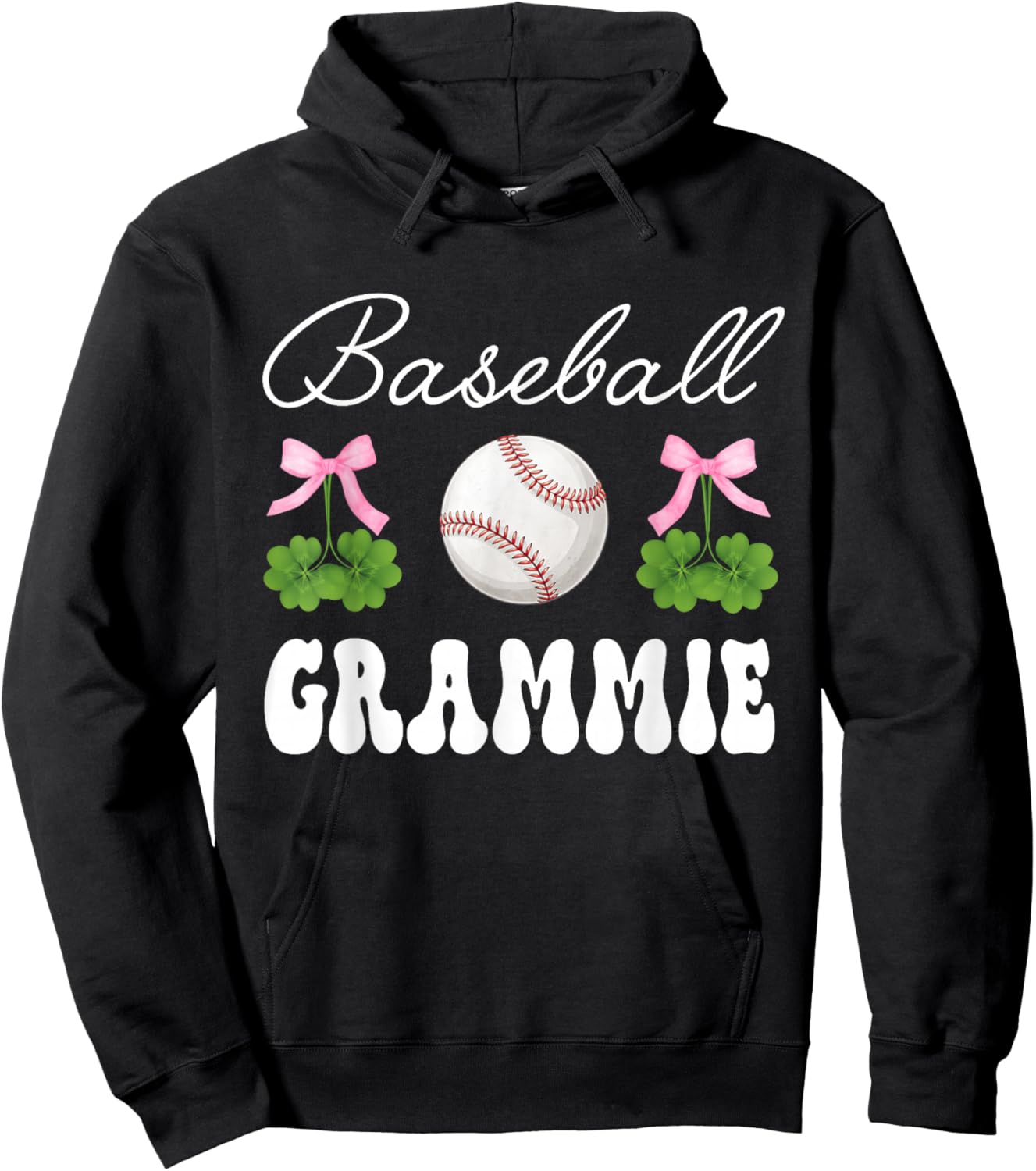 Funny Baseball Grammie Shamrock St Patrick's Day Hoodie - Hoodie | Black