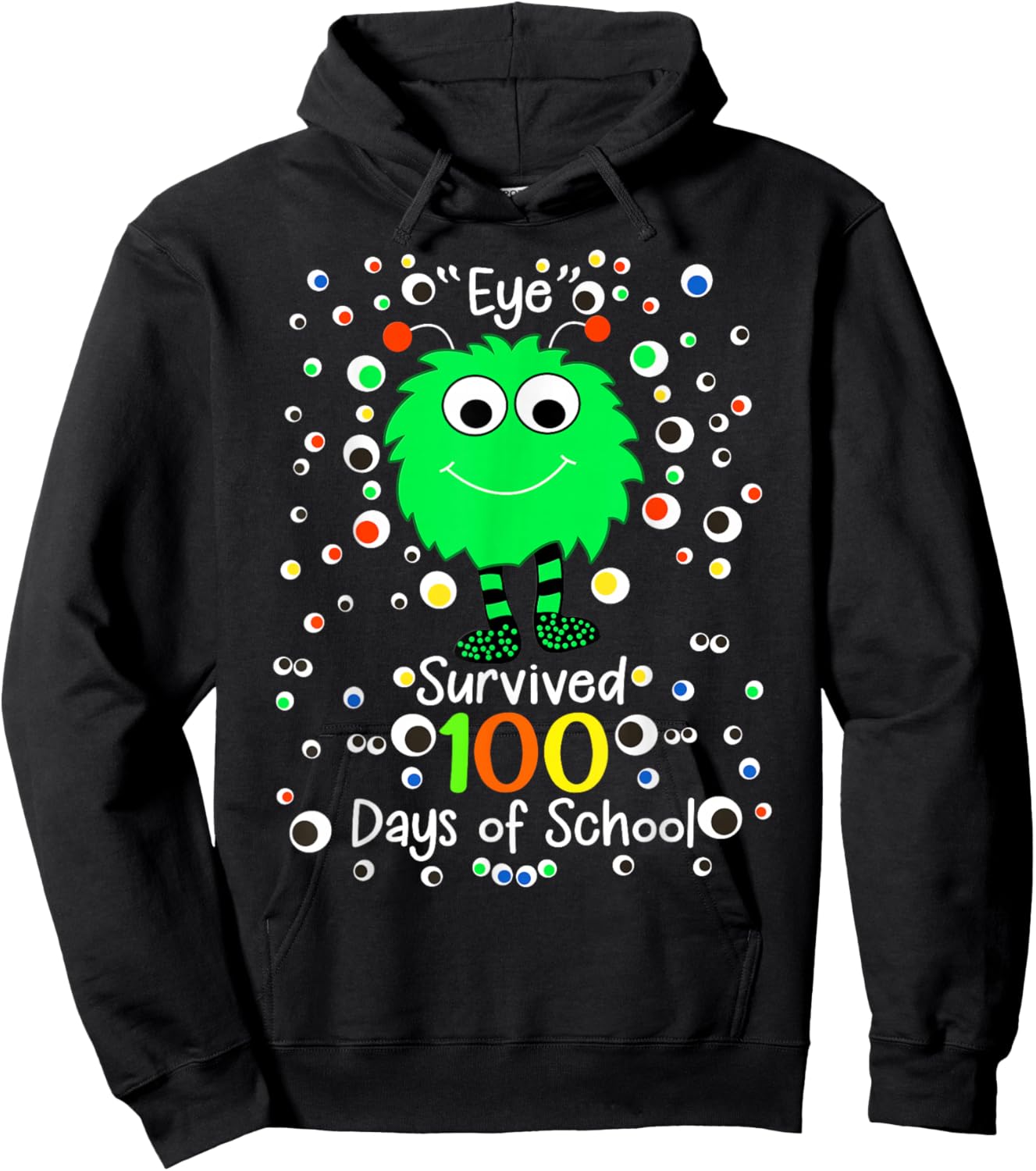 Eye Survived 100th Days of School Monster Hoodie - Hoodie | Black