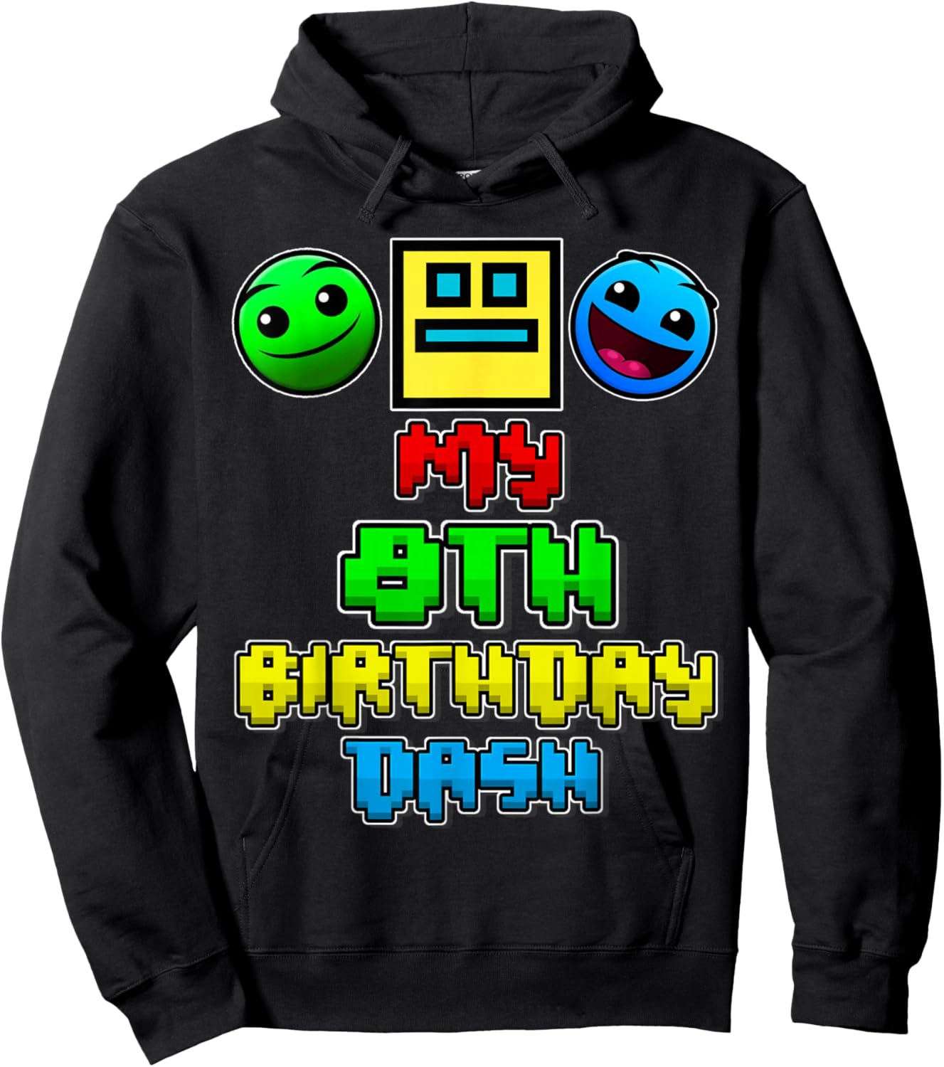 My 8th Birthday Dash Video Game Theme Kids Geometry Game Hoodie - Hoodie | Black