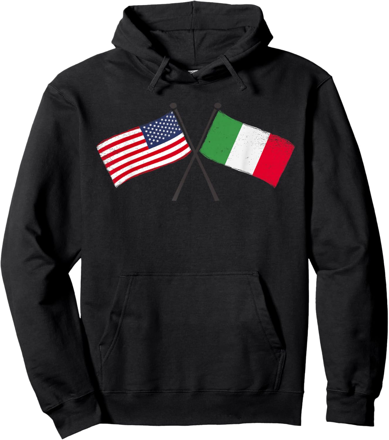 USA Italy Crossed Flags American Italian Friendship Hoodie - Hoodie | Black
