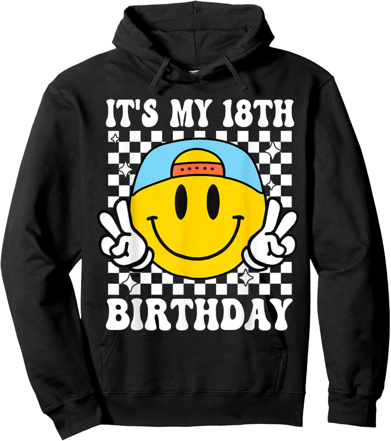 Its My 18th Birthday Smile face 18 Years Old Boys Girls Hoodie - Hoodie | Black