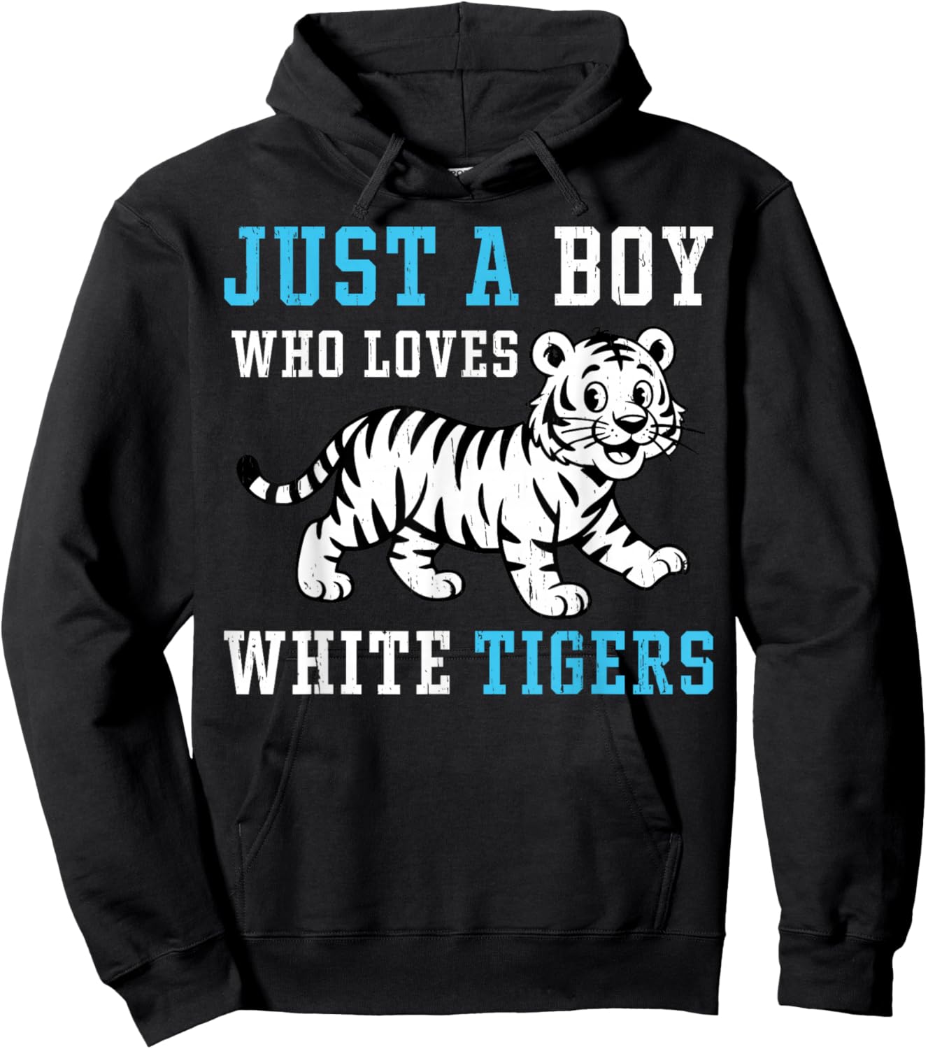 Just A Boy Who Loves White Tigers Big Cat Lover Hoodie - Hoodie | Black