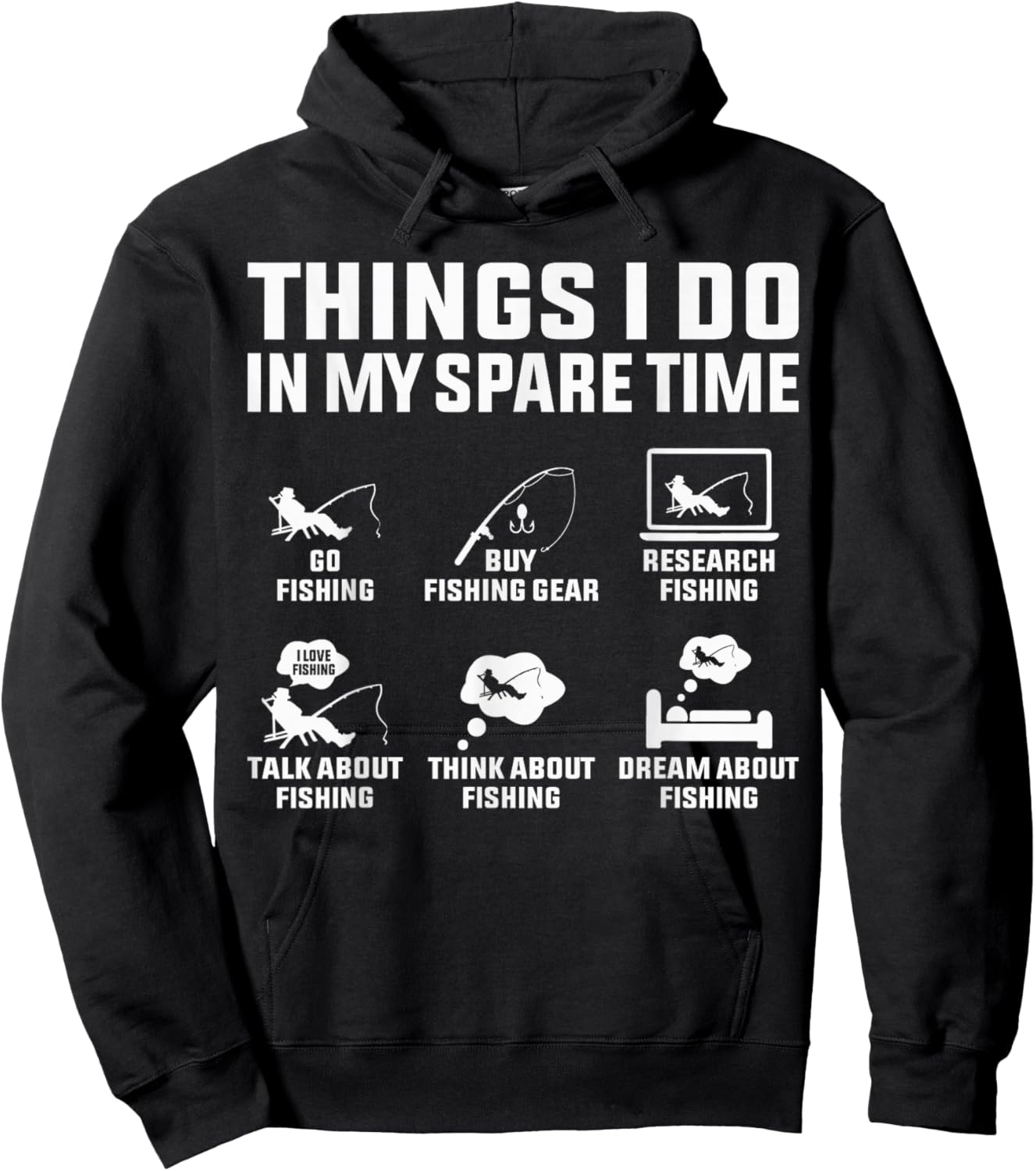 Things I Do in My Spare Time Fishing Lovers Hoodie - Hoodie | Black