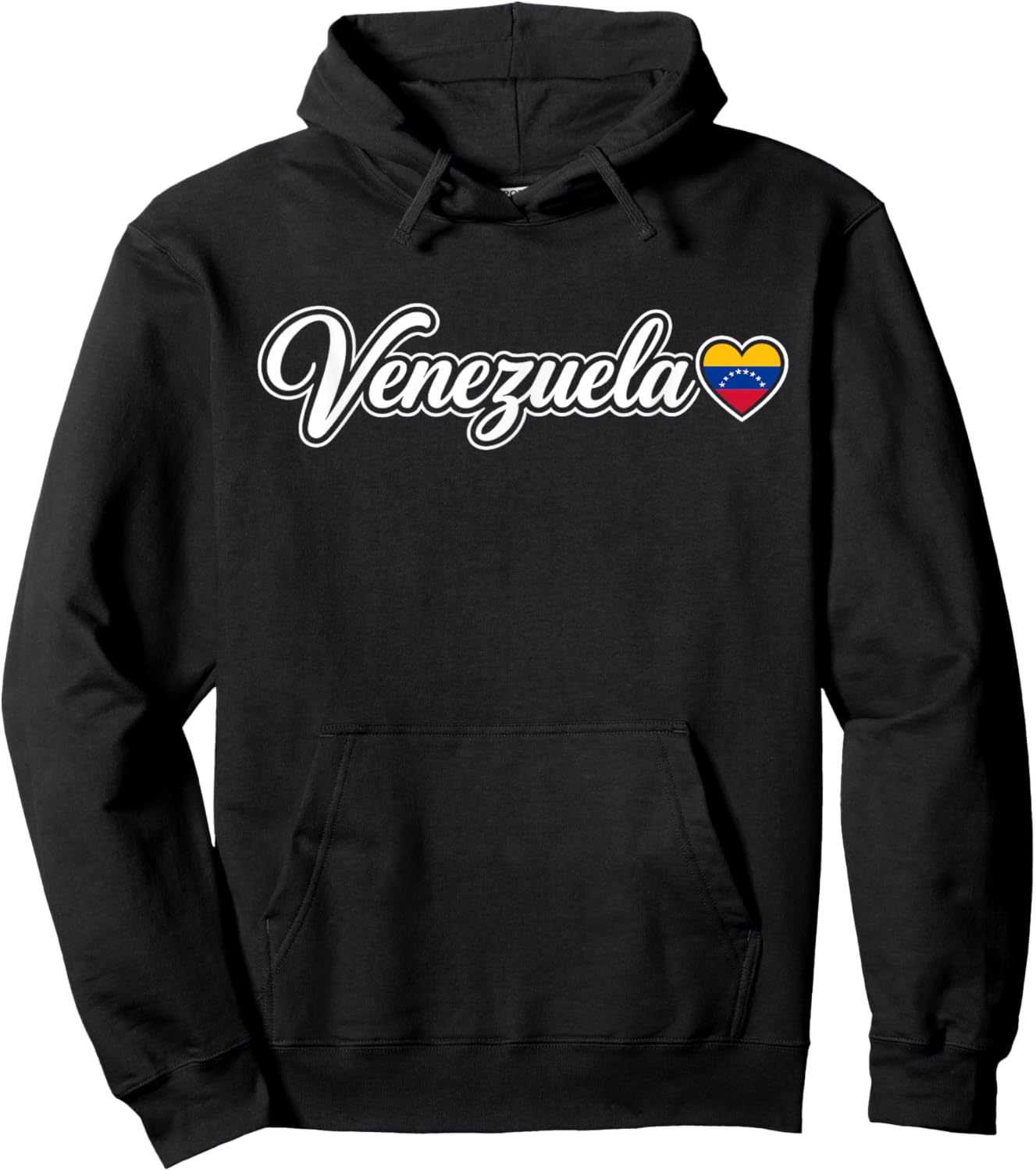 Venezuela Script Love Heart Flag Patriotic Design Hoodie - Hoodie | Black