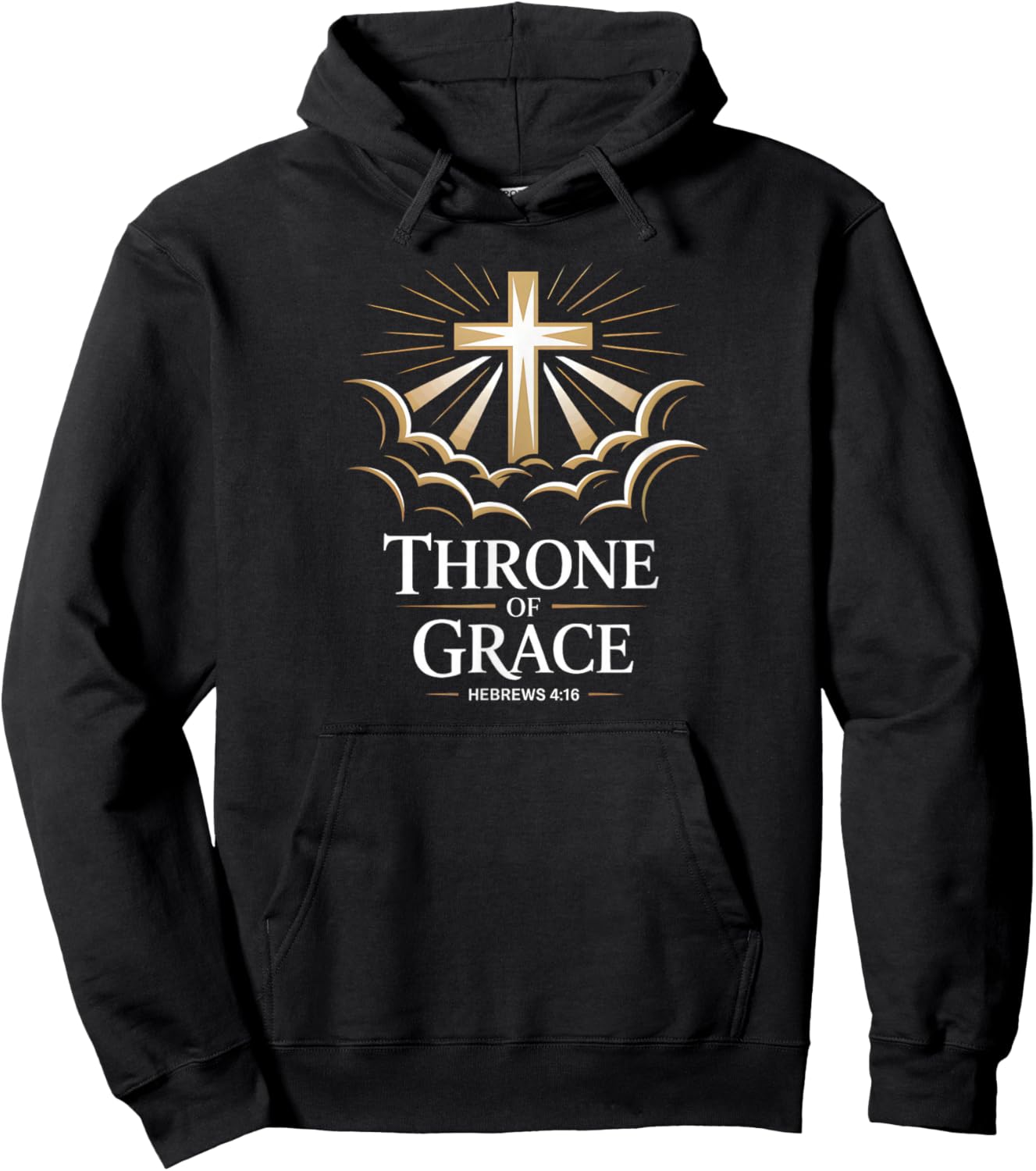 Throne of Grace Hebrews 4:16 Cross Hoodie - Hoodie | Black