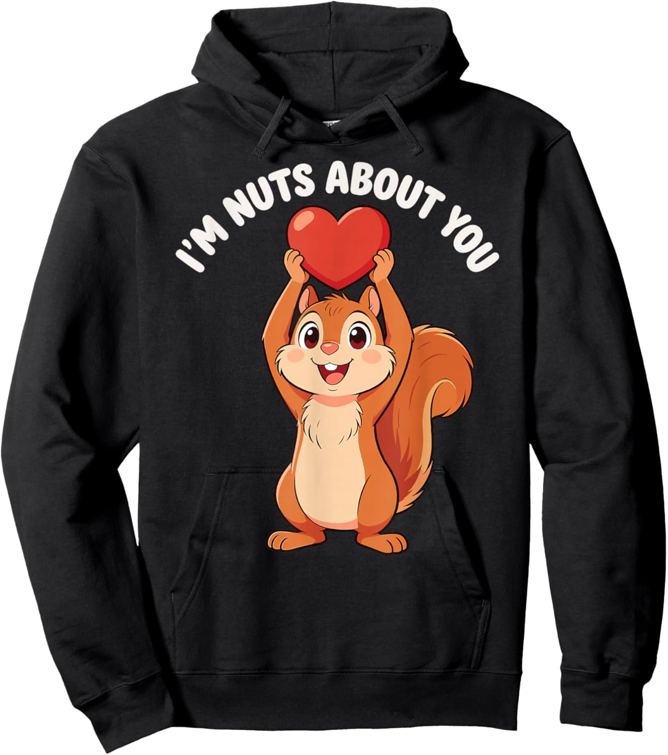 I'm Nuts About You Heart Squirrel Valentine Hoodie - Hoodie | Black