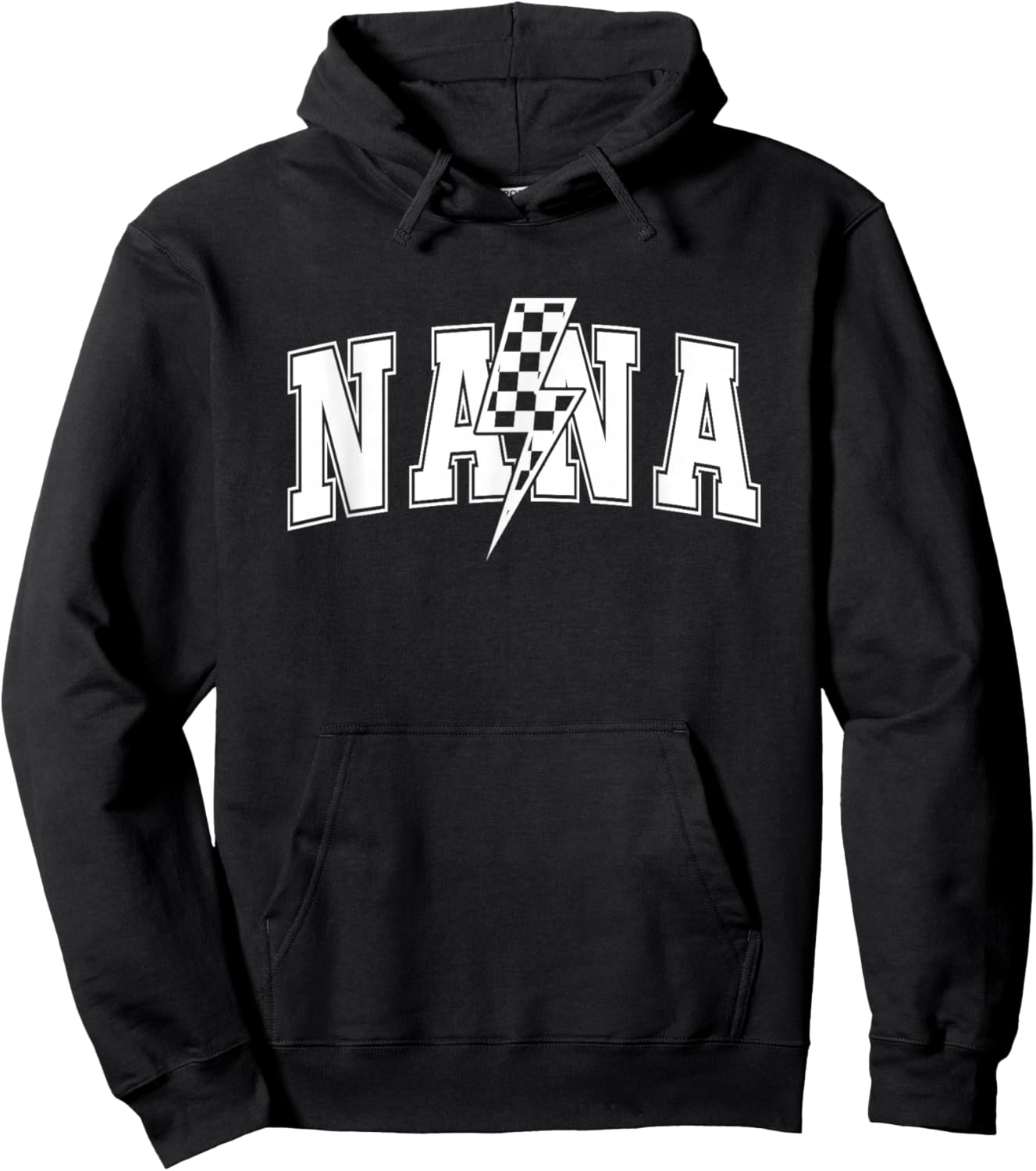 Nana Checkered Varsity Mom Women Mother's Day Girls Hoodie - Hoodie | Black
