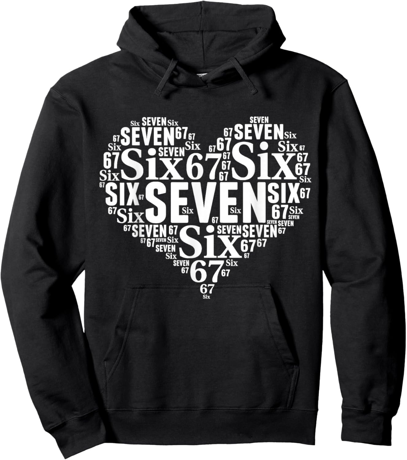 Valentine’s Day 67 Six Seven Meme 67th Birthday 6 7 Hearts Hoodie - Hoodie | Black