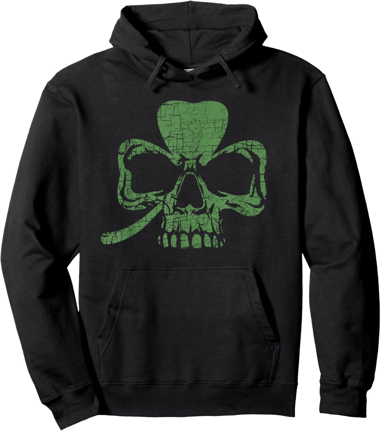 Shamrock and Skull St Patrick's Skeleton Clovers Bold Rock Hoodie - Hoodie | Black