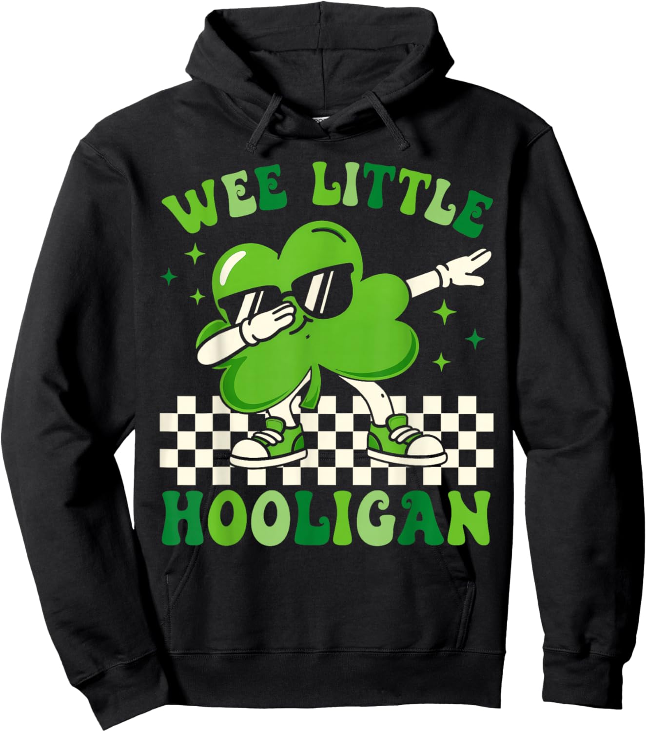 Wee Little Hooligan Dab Shamrock Funny St Patrick's Day Kids Hoodie - Hoodie | Black
