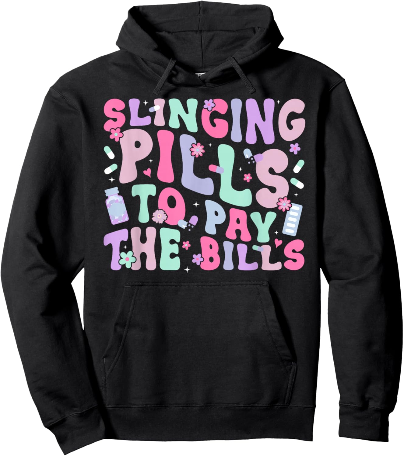 Medication Aide Med Aide Groovy Medication Aides Hoodie - Hoodie | Black