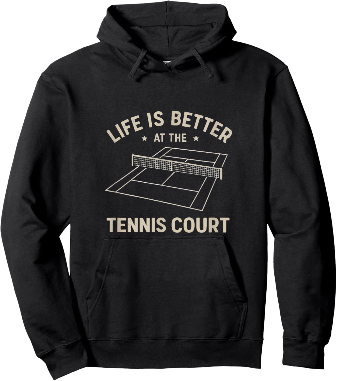 Funny Tennis Court Vintage Men Women Boys Girls Hoodie - Hoodie | Black