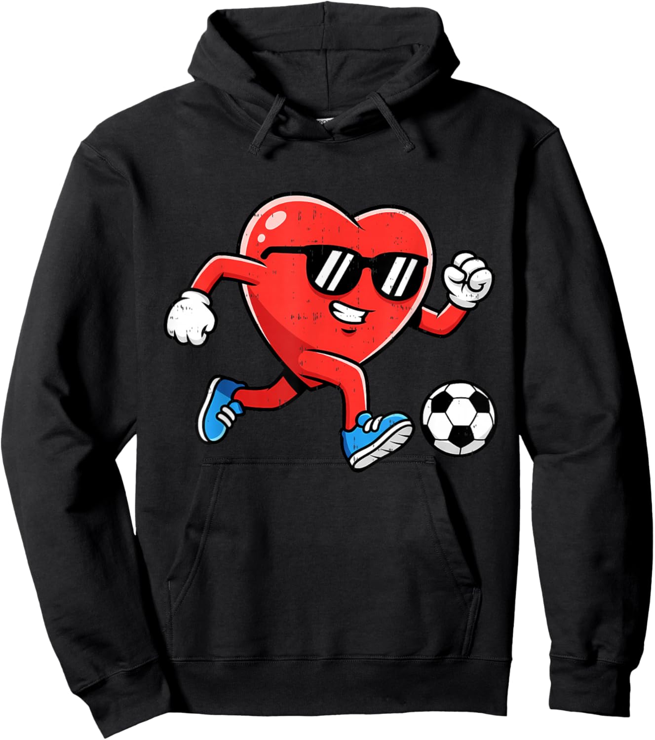 Heart Play Soccer Valentines Day for Teens Boys Girls Kids Hoodie - Hoodie | Black