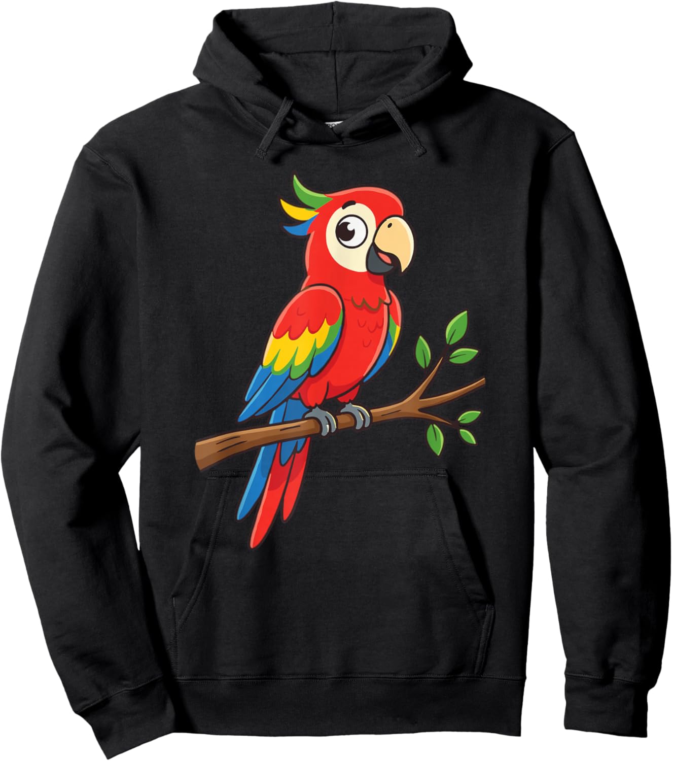 Colorful Cartoon Parrot Macaw Tropical Jungle Bird Hoodie - Hoodie | Black
