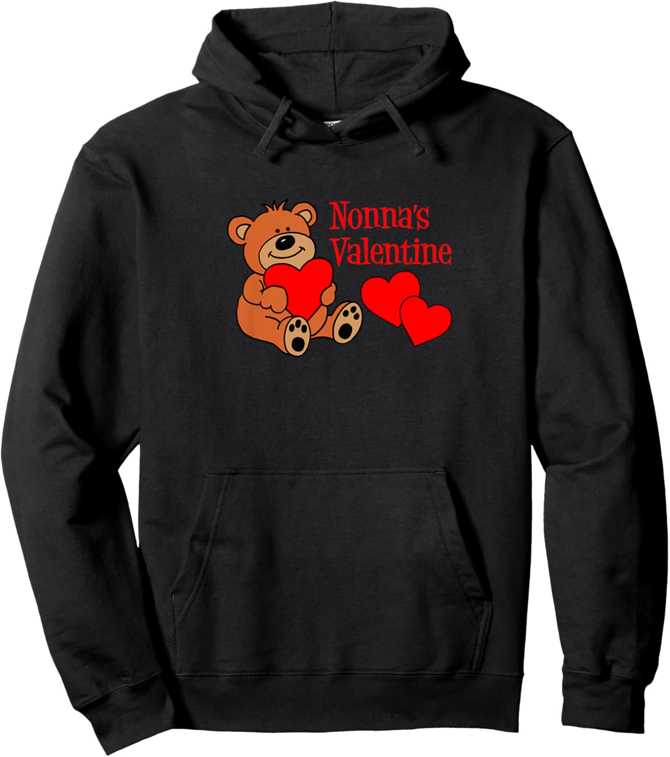 Nonna is My Valentine Italian Grandchild Bear Heart Cute Hoodie - Hoodie | Black