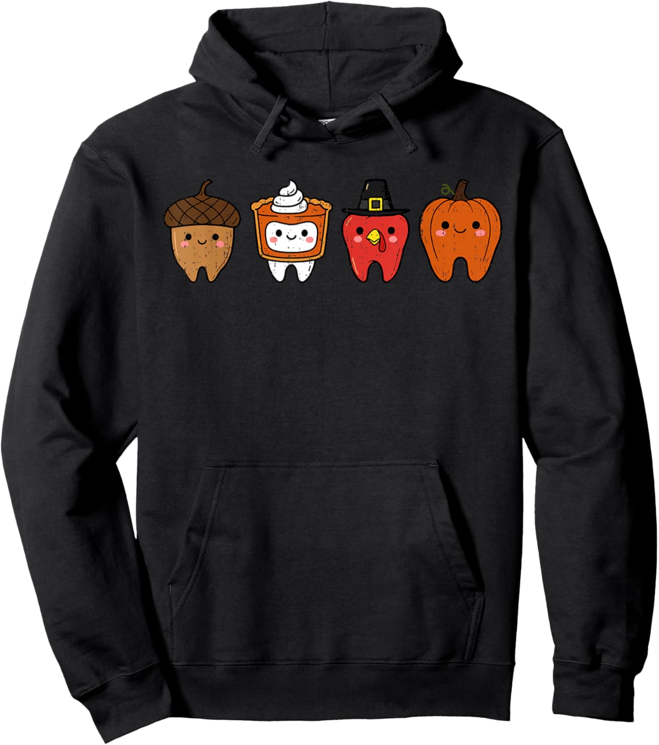 Cute Teeth Turkey Tooth Dental Squad Thanksgiving Fall Hoodie - Hoodie | Black