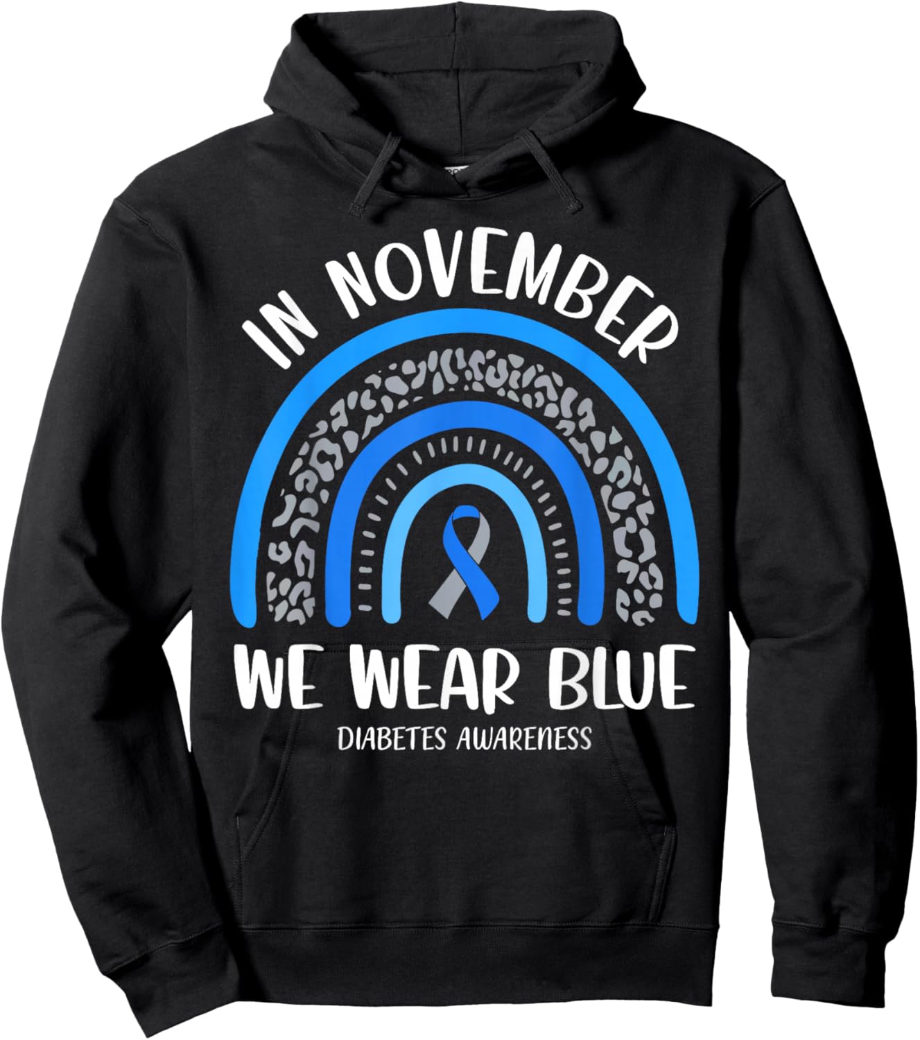in November We Wear Blue Rainbow Diabetes Awareness Month Hoodie - Hoodie | Black