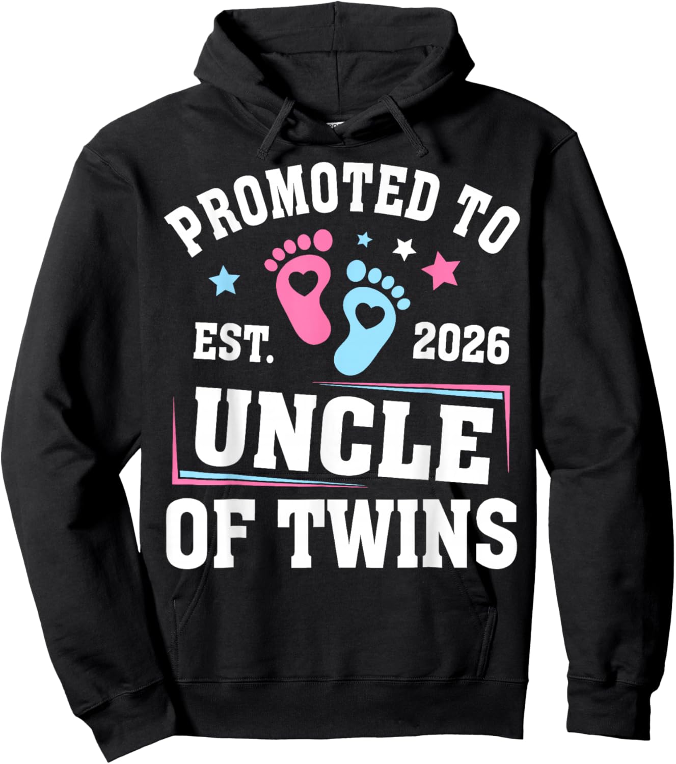 Promoted to Uncle Est 2026 of Twins Gender Reveal Hoodie - Hoodie | Black