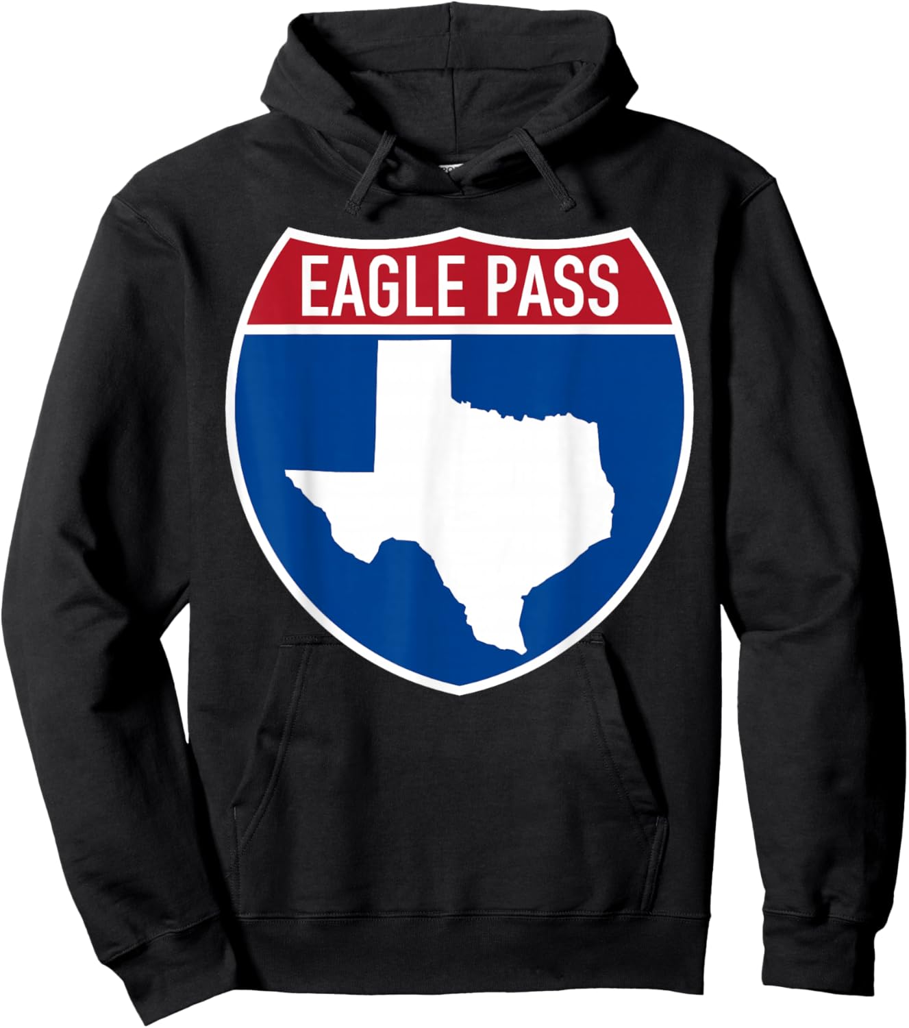 Eagle Pass Texas TX Interstate Highway Vacation Souvenir Hoodie - Hoodie | Black