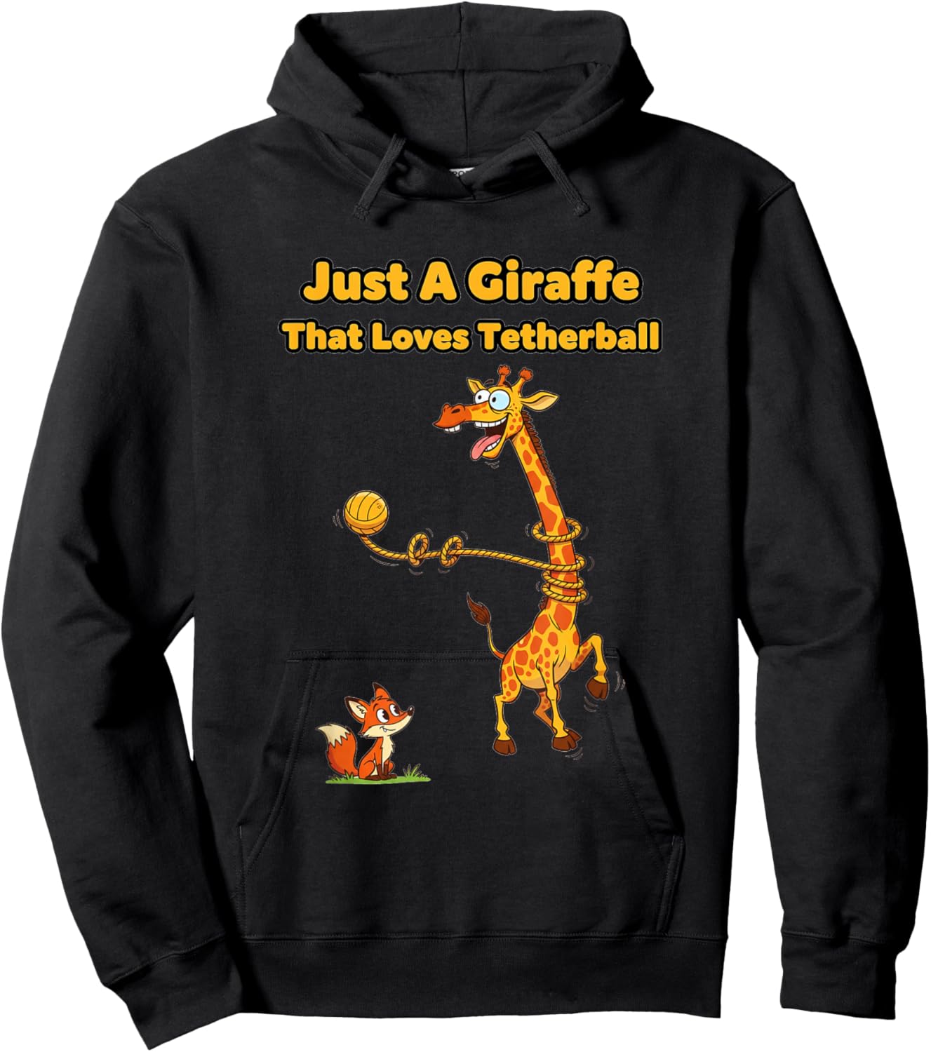 Just A Giraffe That Loves Tetherball Funny Zoo Animals Hoodie - Hoodie | Black