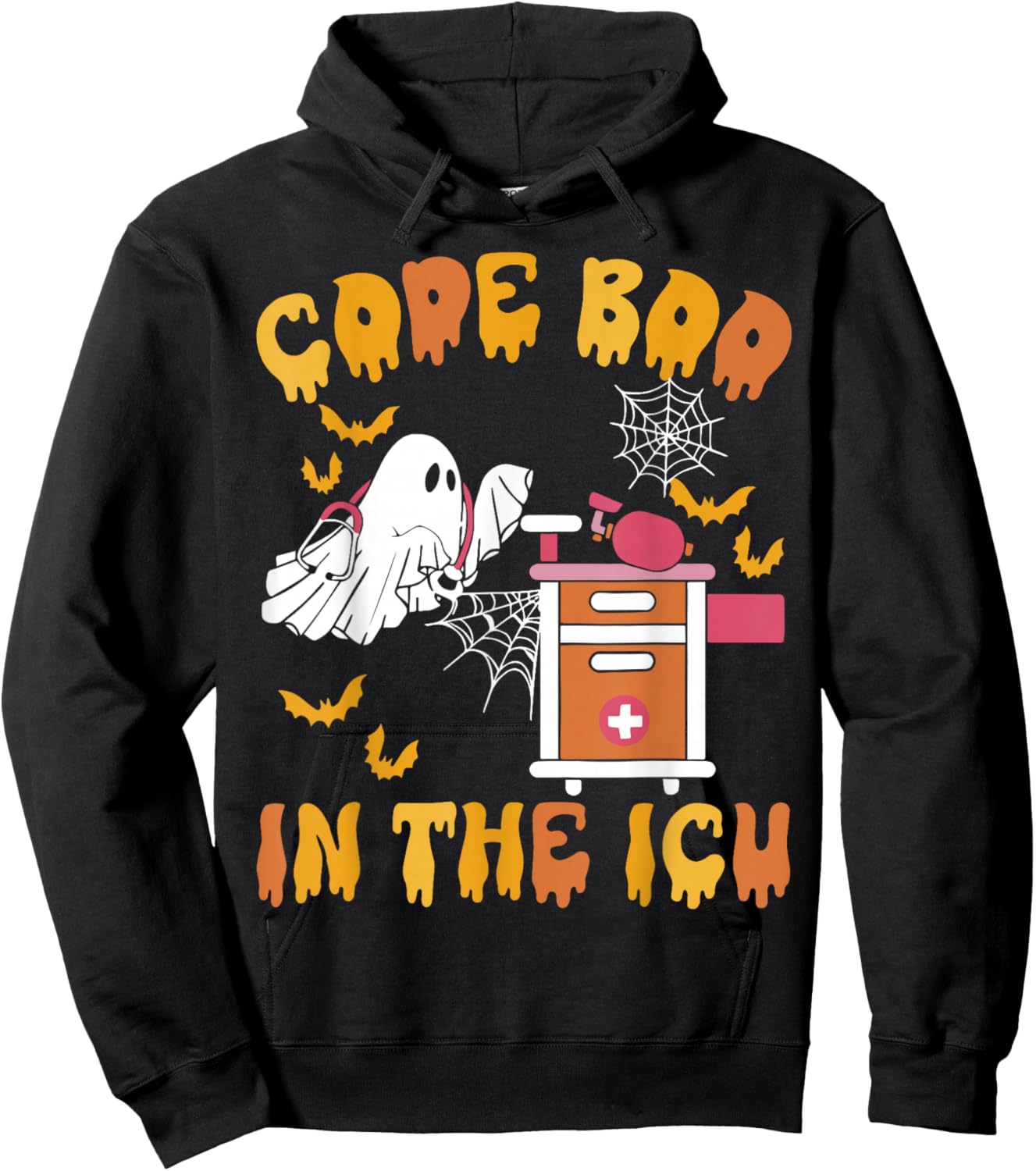 Code Boo in The ICU Ghost Nurse Halloween Spooky Season Hoodie - Hoodie | Black