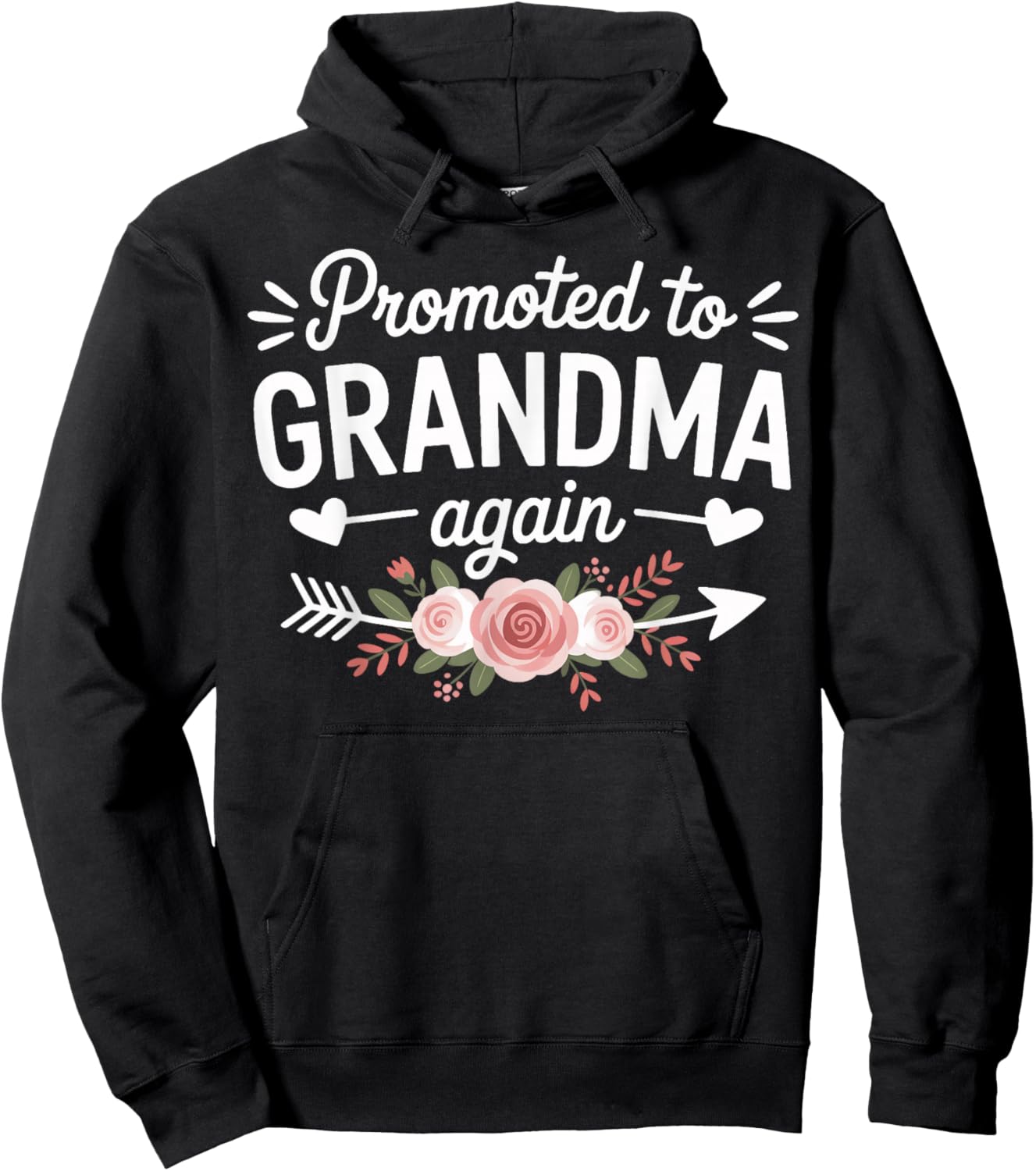 Promoted to Grandma Again Cute Pregnancy News Hoodie - Hoodie | Black