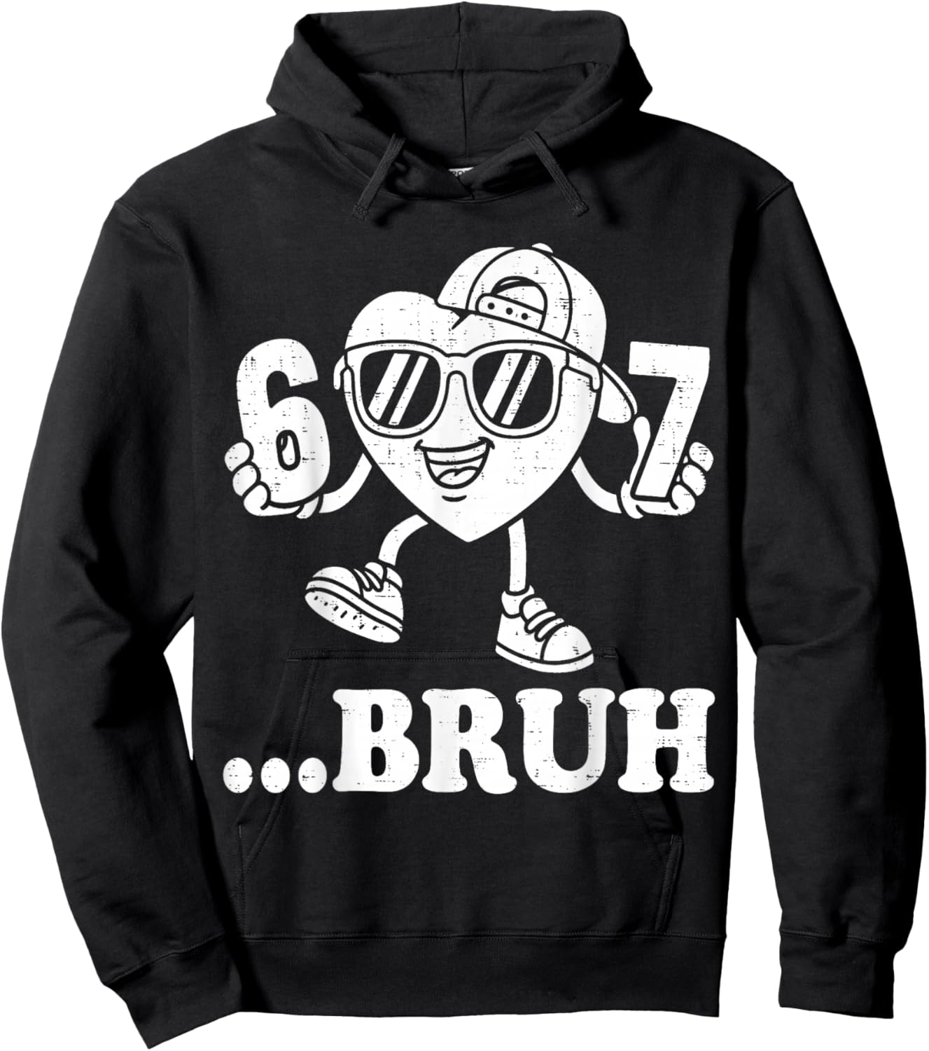 67 Valentines Bruh Six Seven Meme Heart 6 7 Boys Kid Slang Hoodie - Hoodie | Black