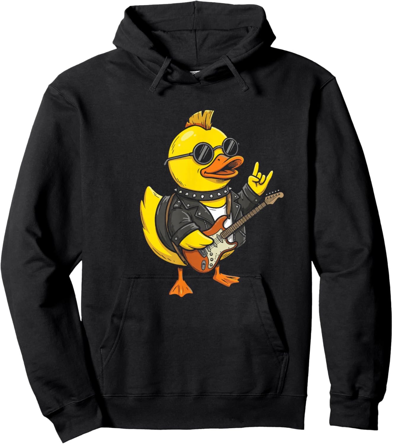 Rubber Duckie Playing Guitar Rock 'n' Roll Rubber Duck Hoodie - Hoodie | Black