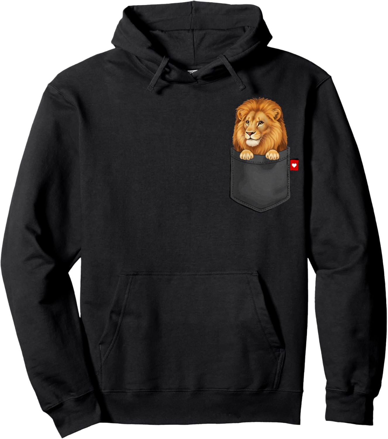Lion in Pocket Peeking Cute Animal Lion Hoodie - Hoodie | Black