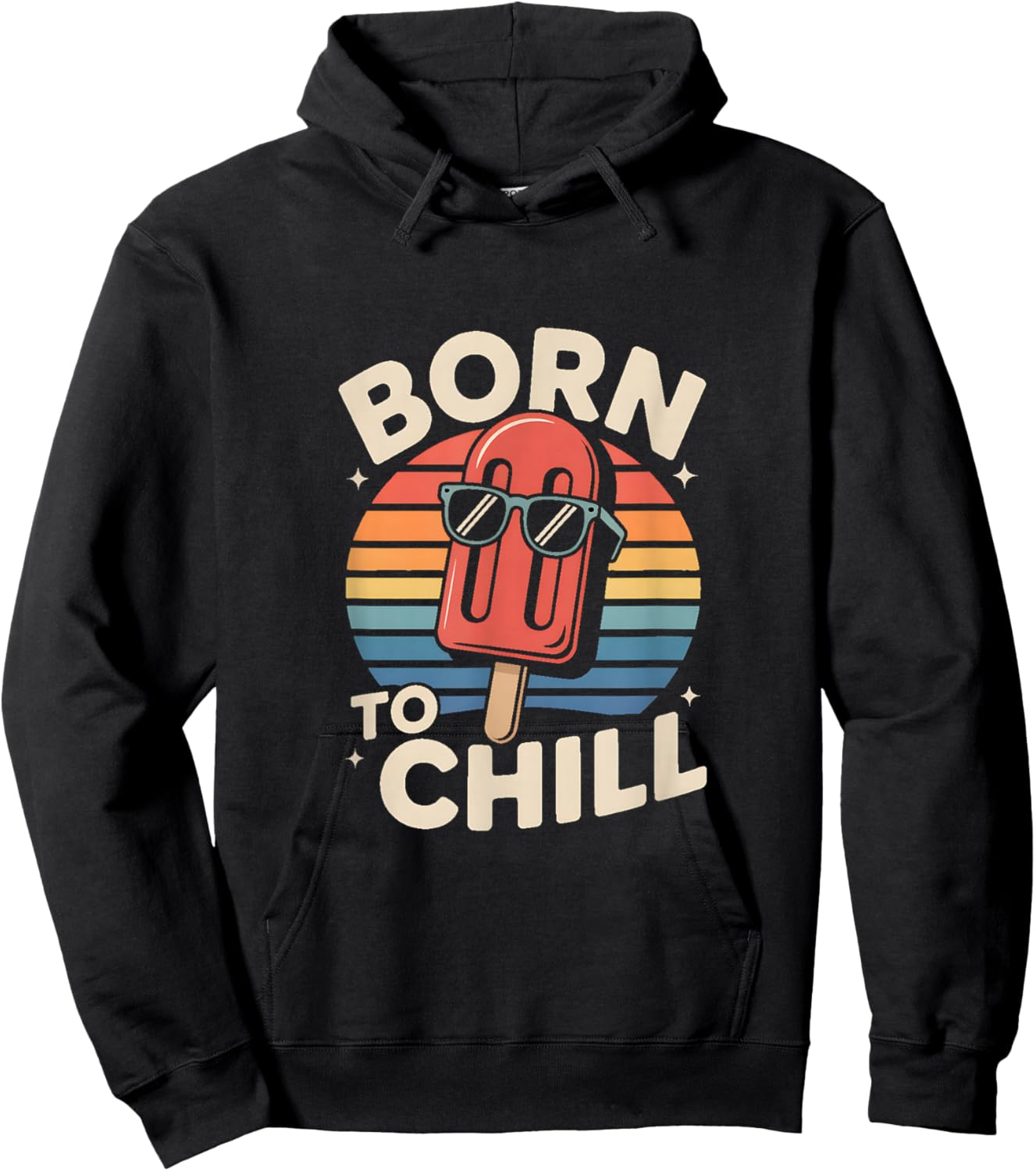 Born to Chill Retro Summer Popsicle Vibes Hoodie - Hoodie | Black