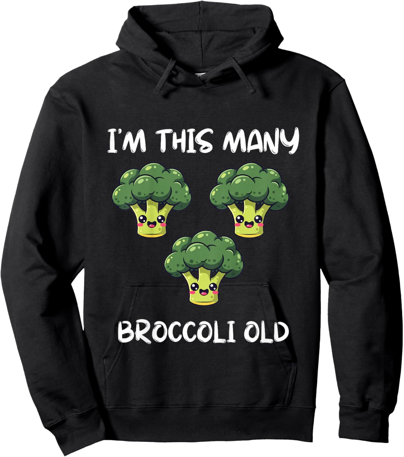 I'm This Many Broccoli Old, Broccoli 3rd Birthday 3 Years Hoodie - Hoodie | Black