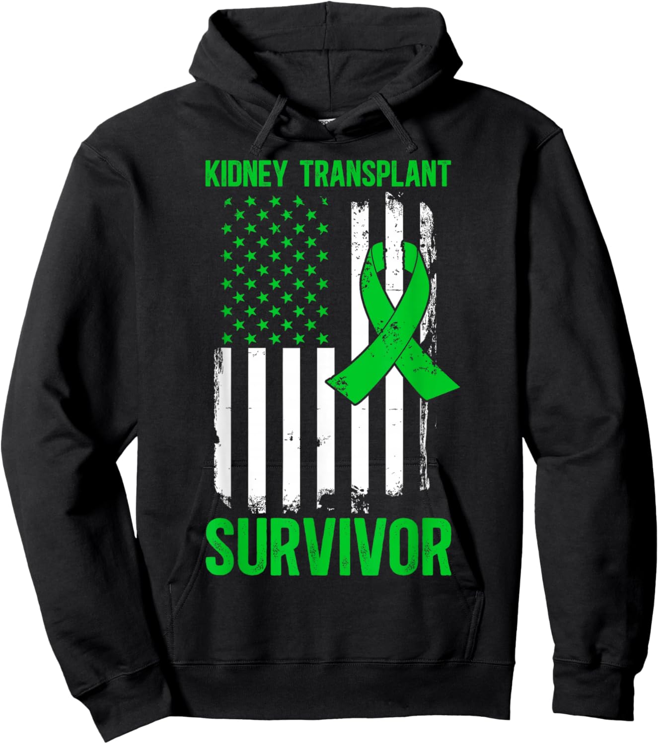 Kidney Transplant Survivor US Flag Kidney Recipient Hoodie - Hoodie | Black