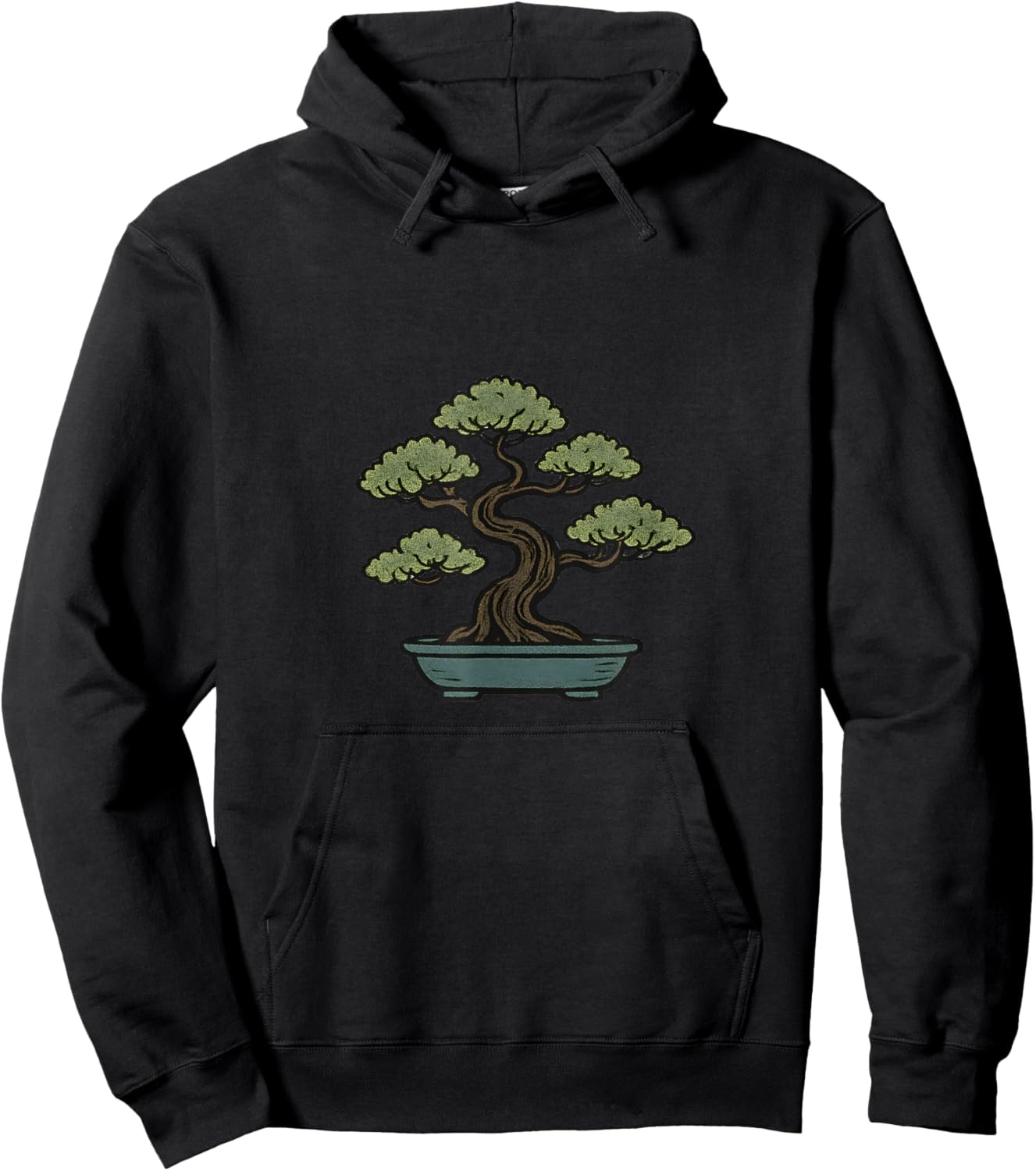 Japanese Juniper Bonsai - Miniature Tree Illustration Hoodie - Hoodie | Black