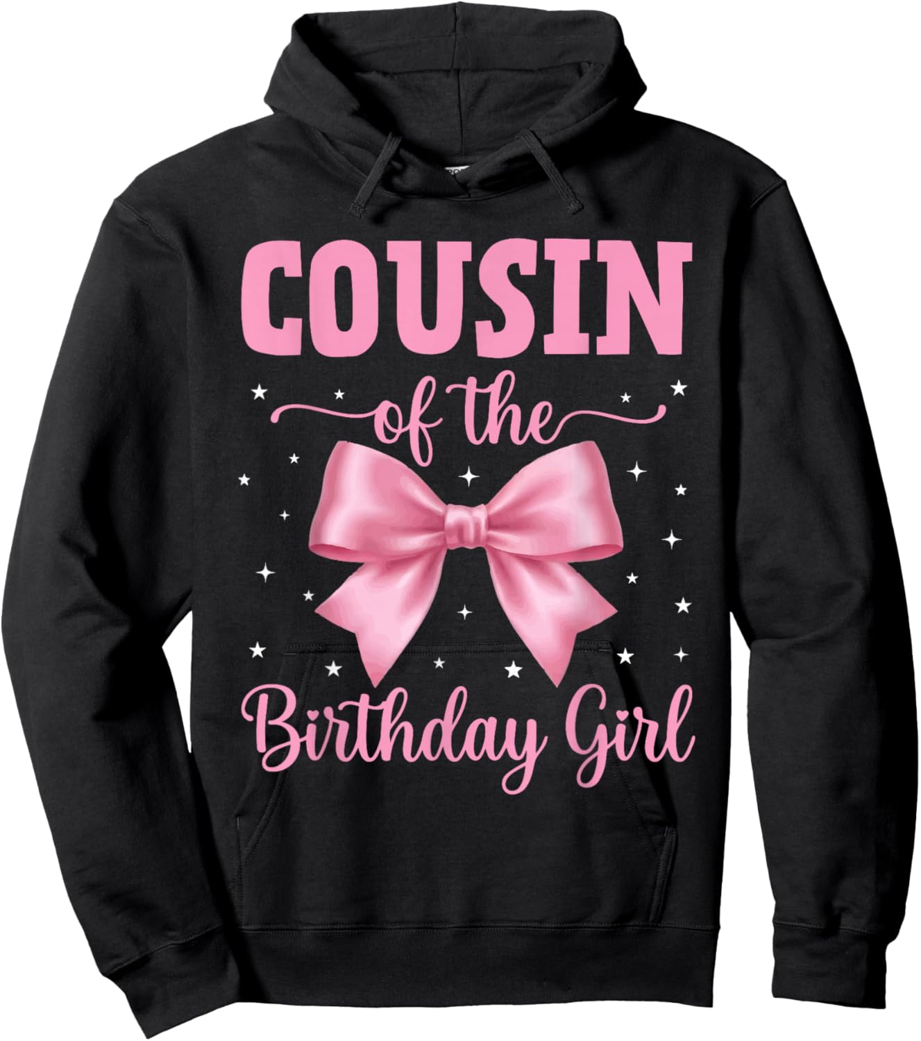 Cousin of Birthday Girl Coquette Bow Party Family Matching Hoodie - Hoodie | Black