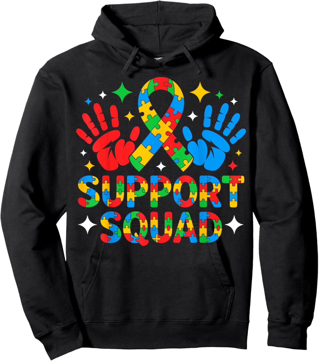 Autism Awareness Autism Support Squad Family Hoodie - Hoodie | Black