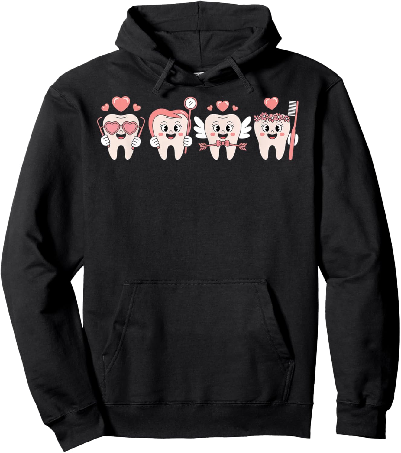 Valentines Day Dentist Tooth Funny Dental Women Hoodie - Hoodie | Black