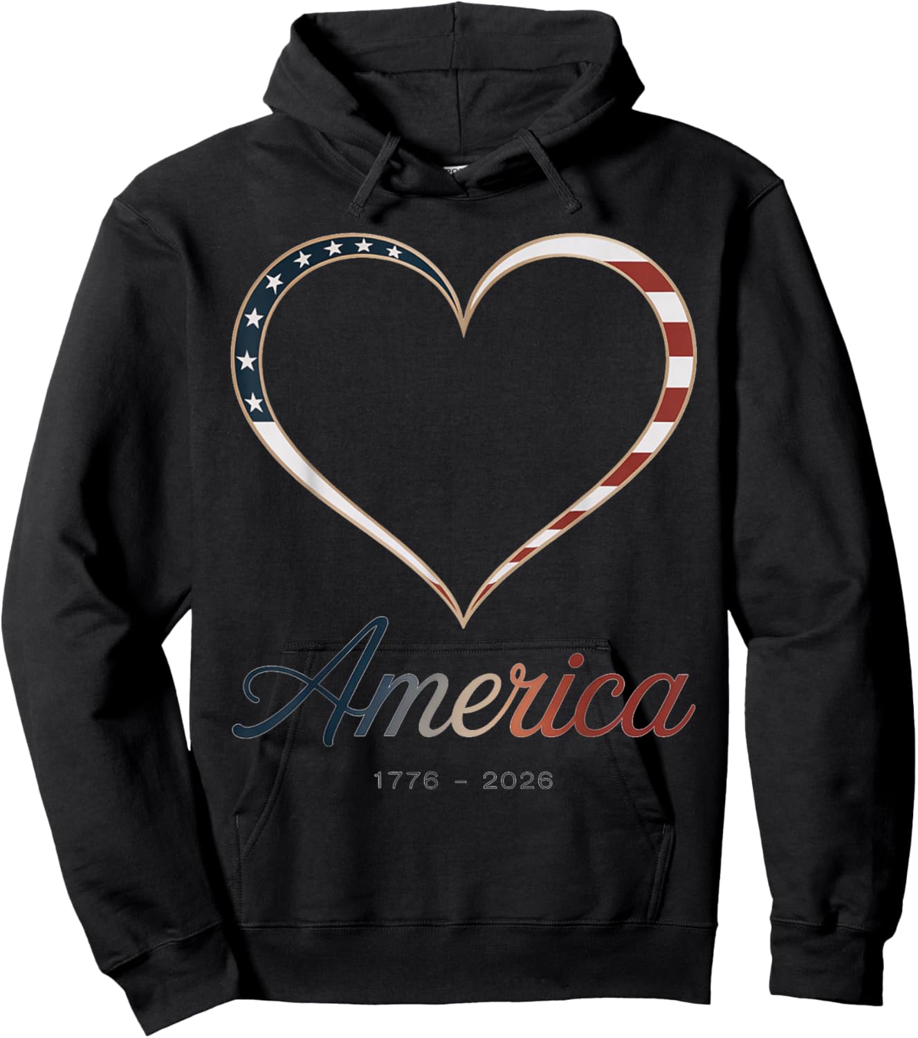 Flag Heart 1776 2026 July 4th 250th Birthday Hoodie - Hoodie | Black