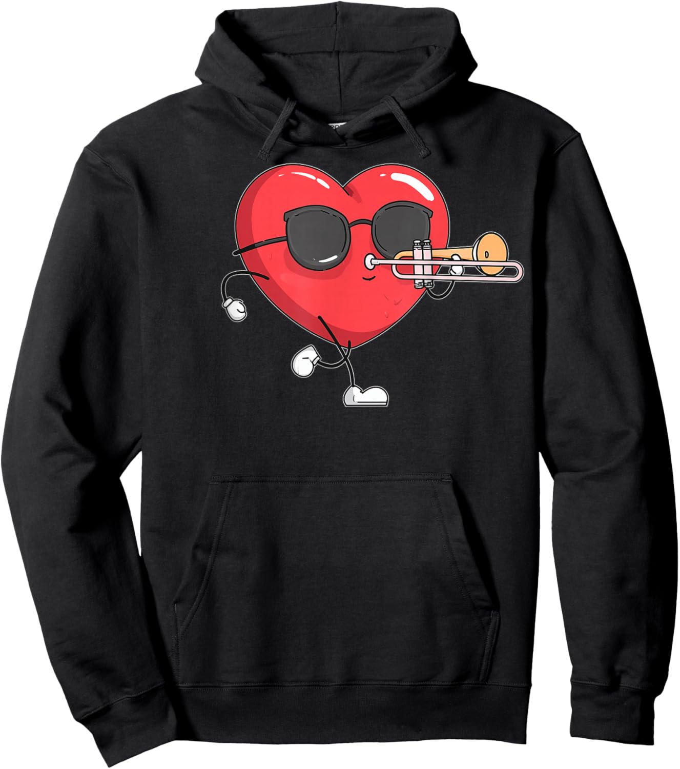 Trombone Heart Player Trombonist Valentine's Day Sunglasses Hoodie - Hoodie | Black