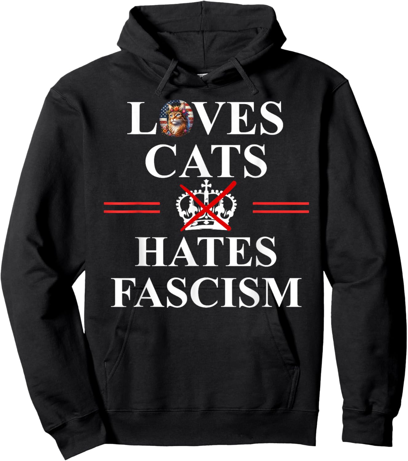Cats Against Fascism No Kings US Protest Anti Fascism Resist Hoodie - Hoodie | Black