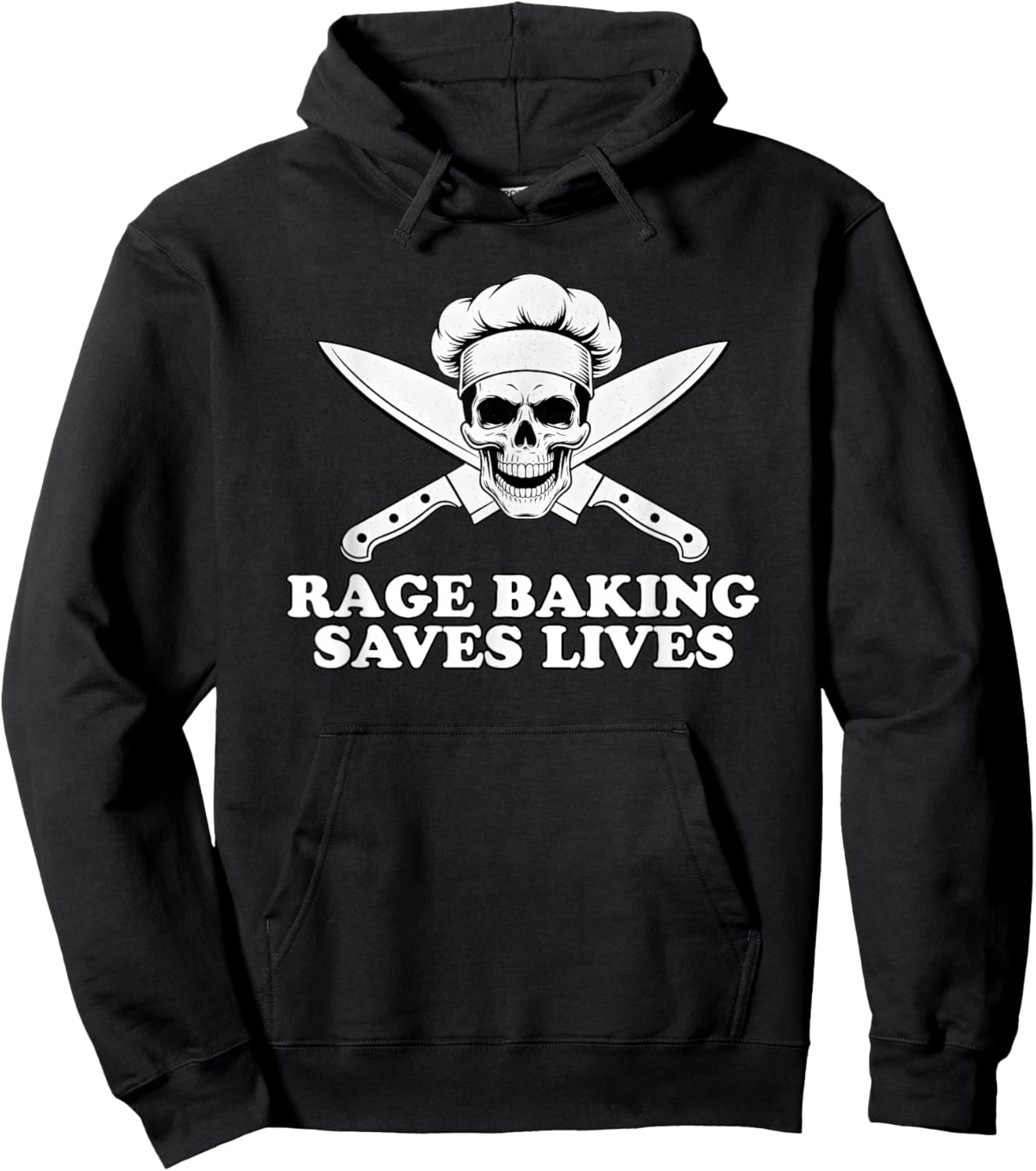 Rage Baking Saves Lives Skull Funny Baker Cook Chef Hoodie - Hoodie | Black