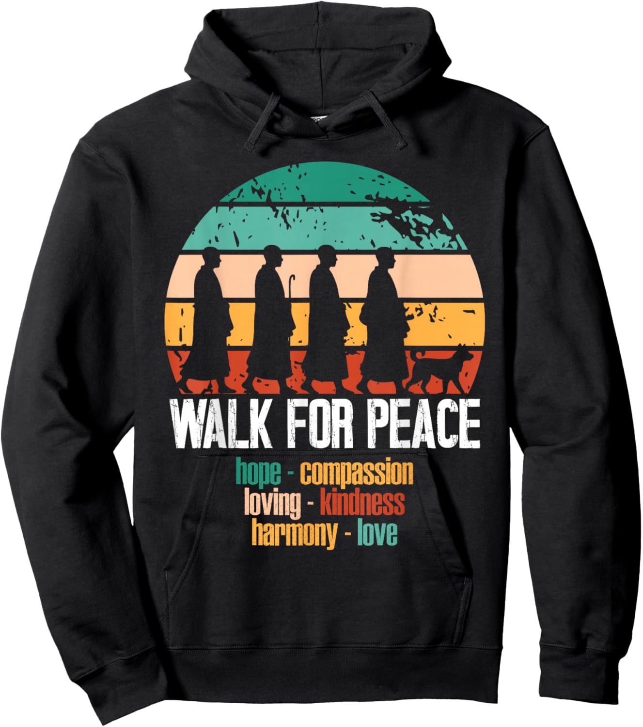 Peace Walking Monks, Aloka Dog Peaceful Path Journey Gifts Hoodie - Hoodie | Black
