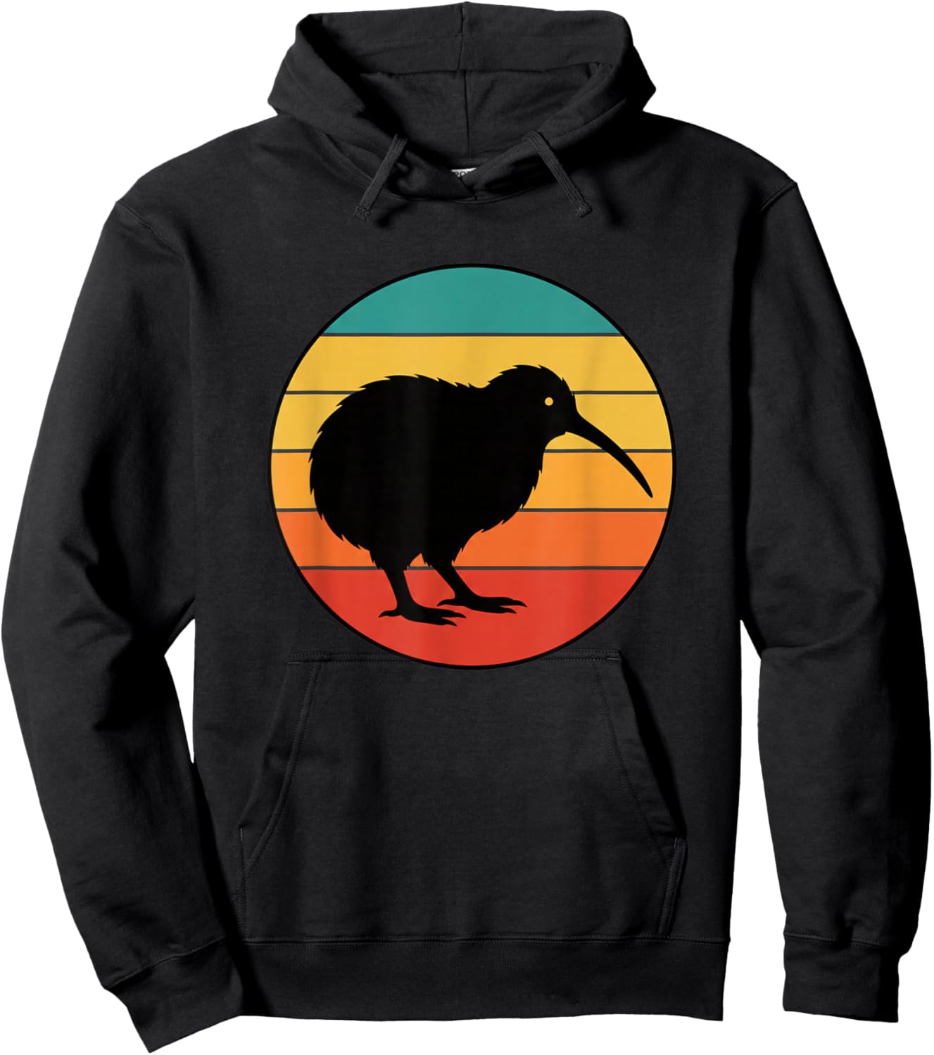 Bird Retro Kiwi Silhouette Sunset Vibe Hoodie - Hoodie | Black