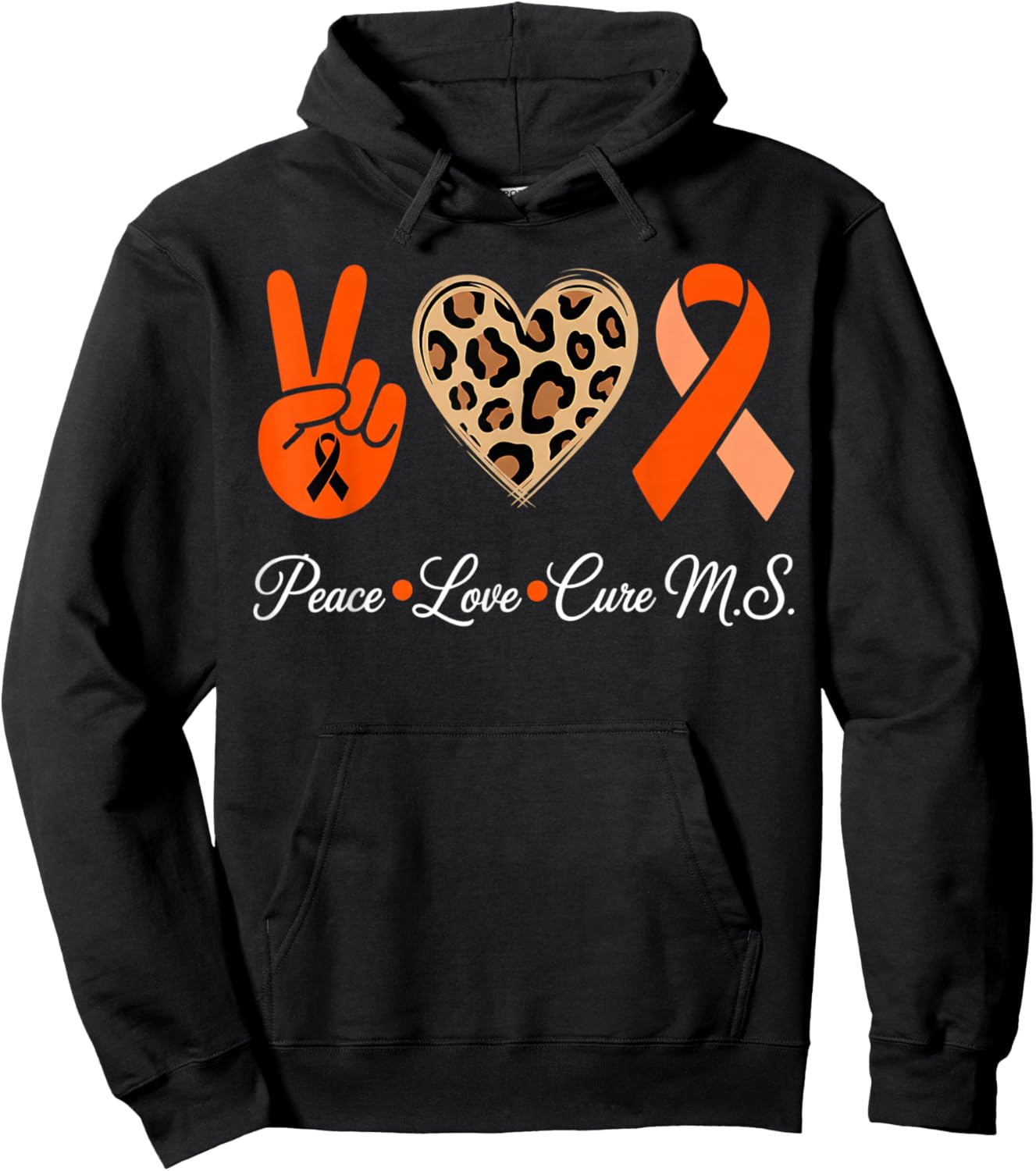 Multiple Sclerosis Awareness Peace Love Cure MS Men Women Hoodie - Hoodie | Black